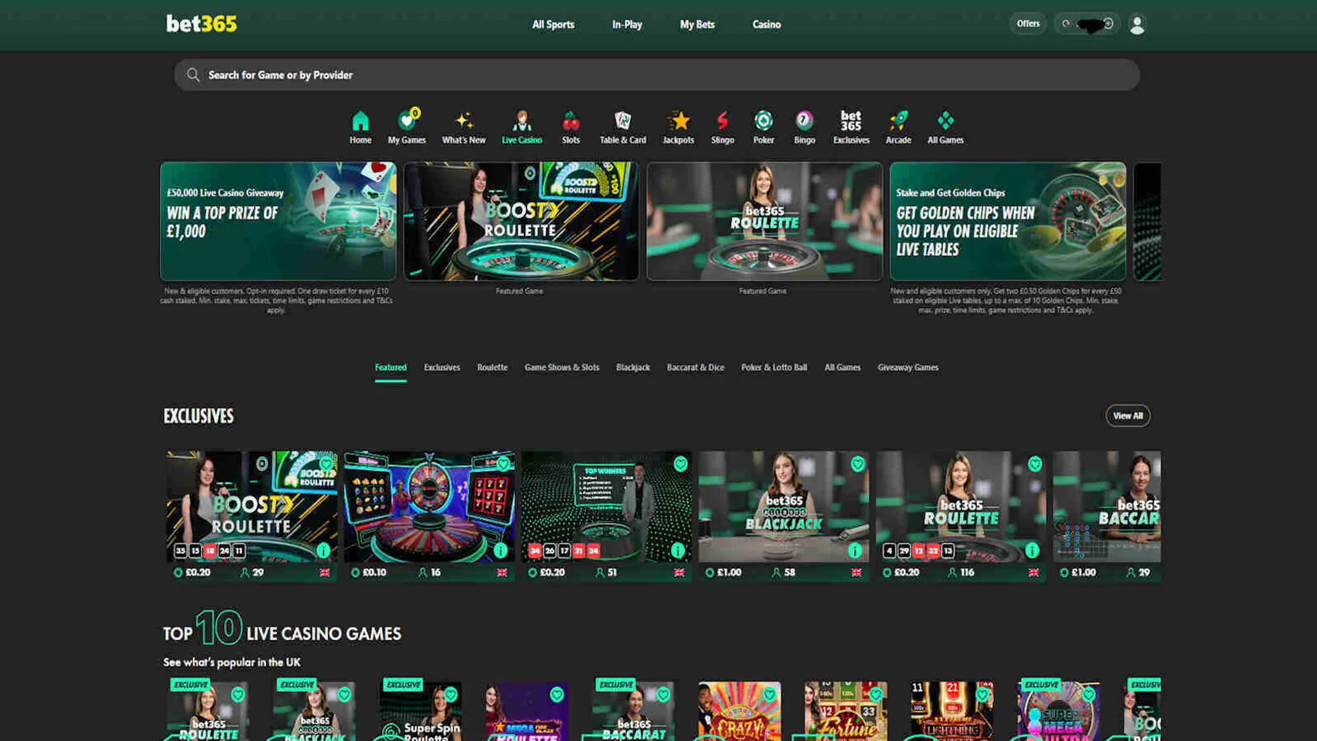 bet365 Live Casino Games