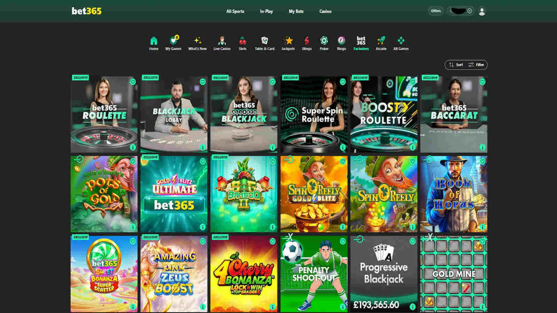 bet365 Exclusive Games and Slingo