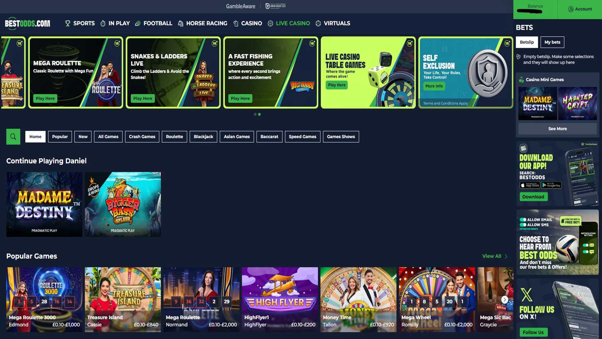 BestOdds Casino Mobile and Browser Performance