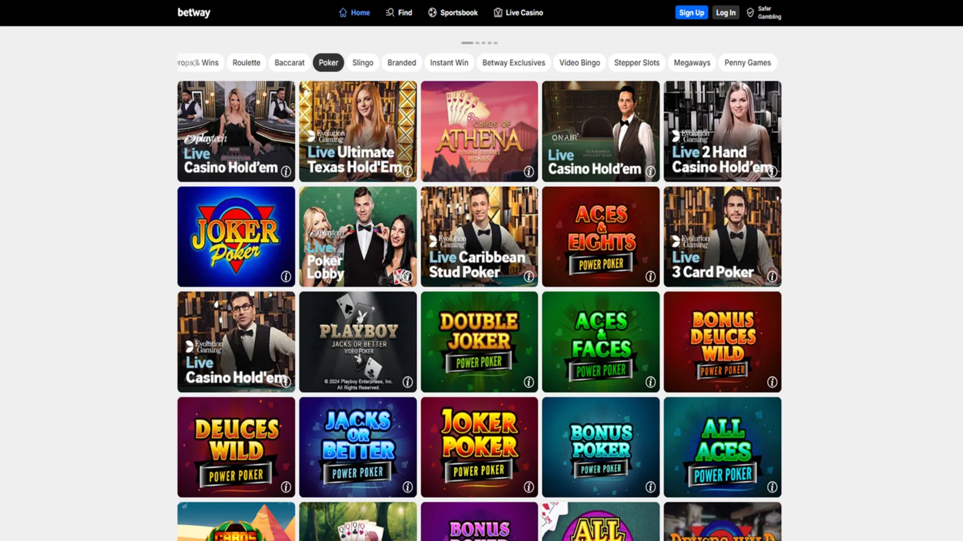 Poker at Betway Casino