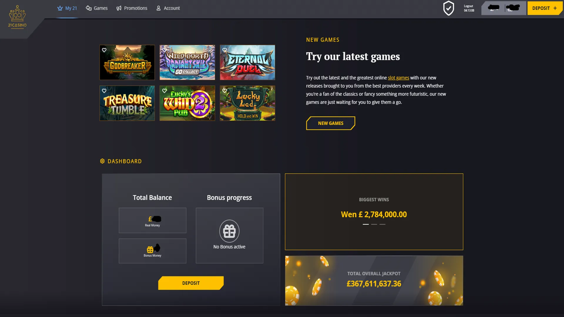 Megaways at 21 Casino