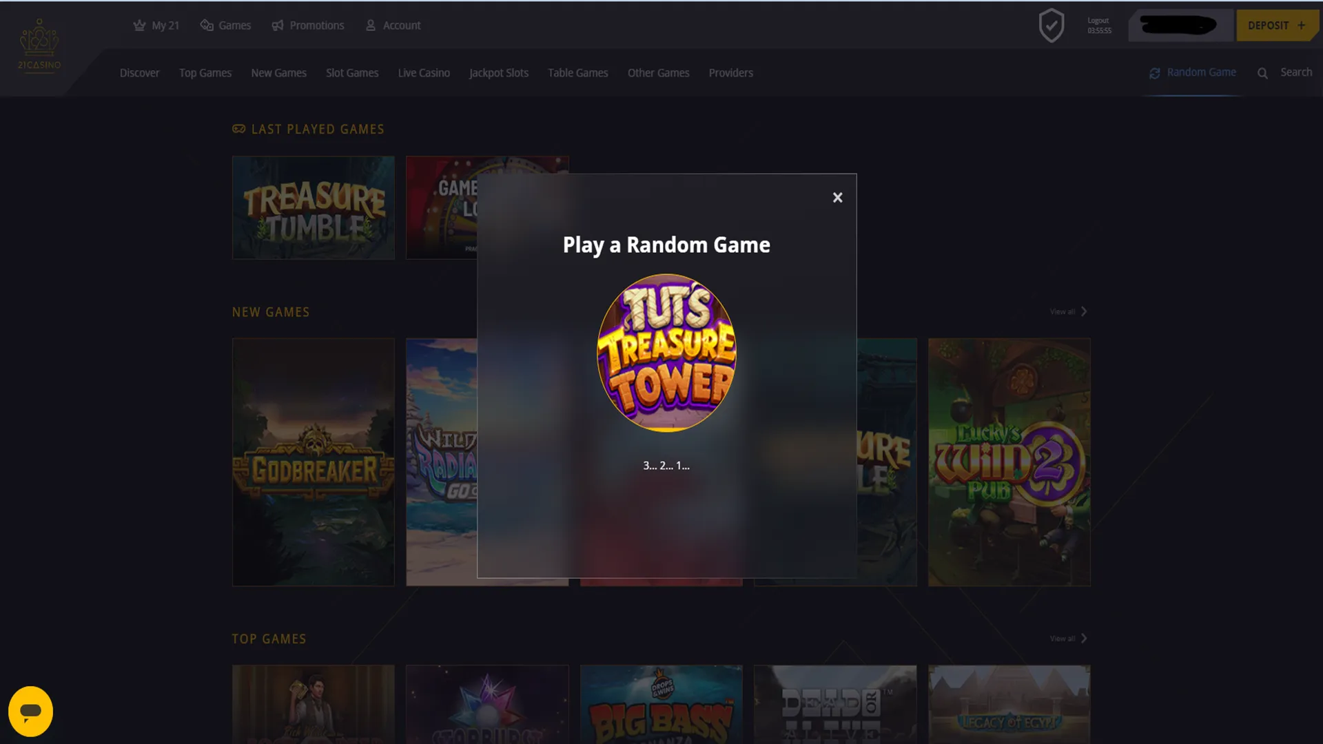 21 Casino Random Game option