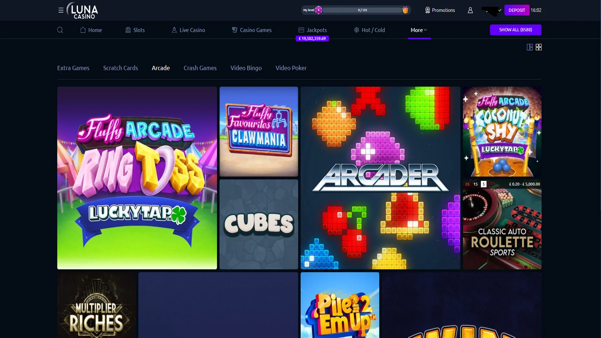 Luna table game options