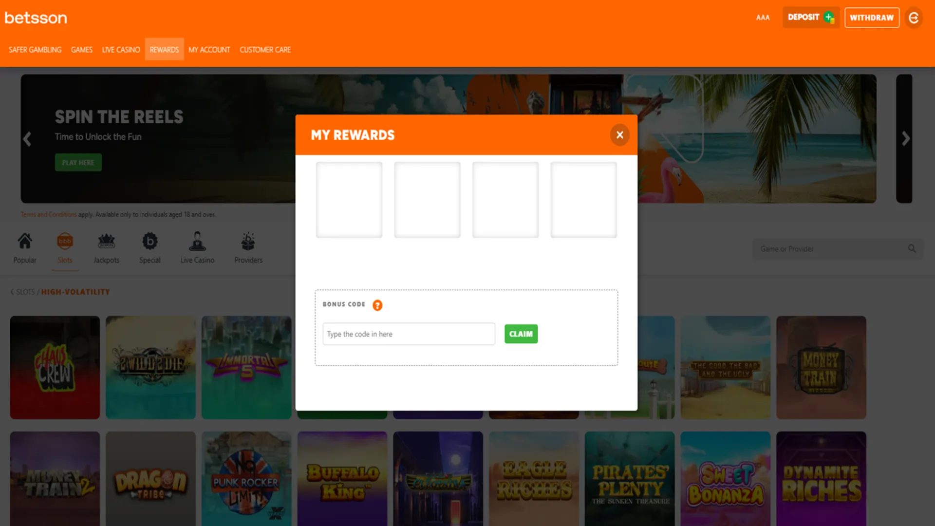Betsson casino rewards
