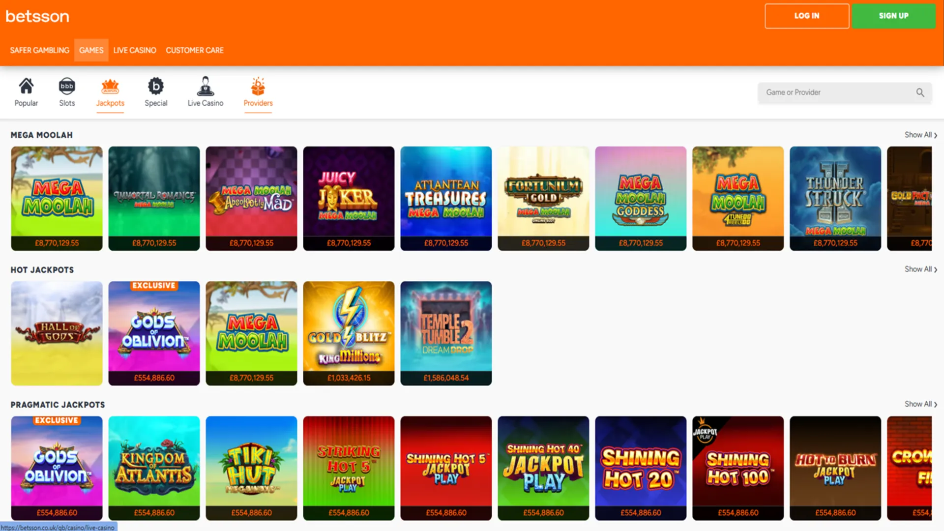 Betsson casino jackpot slots