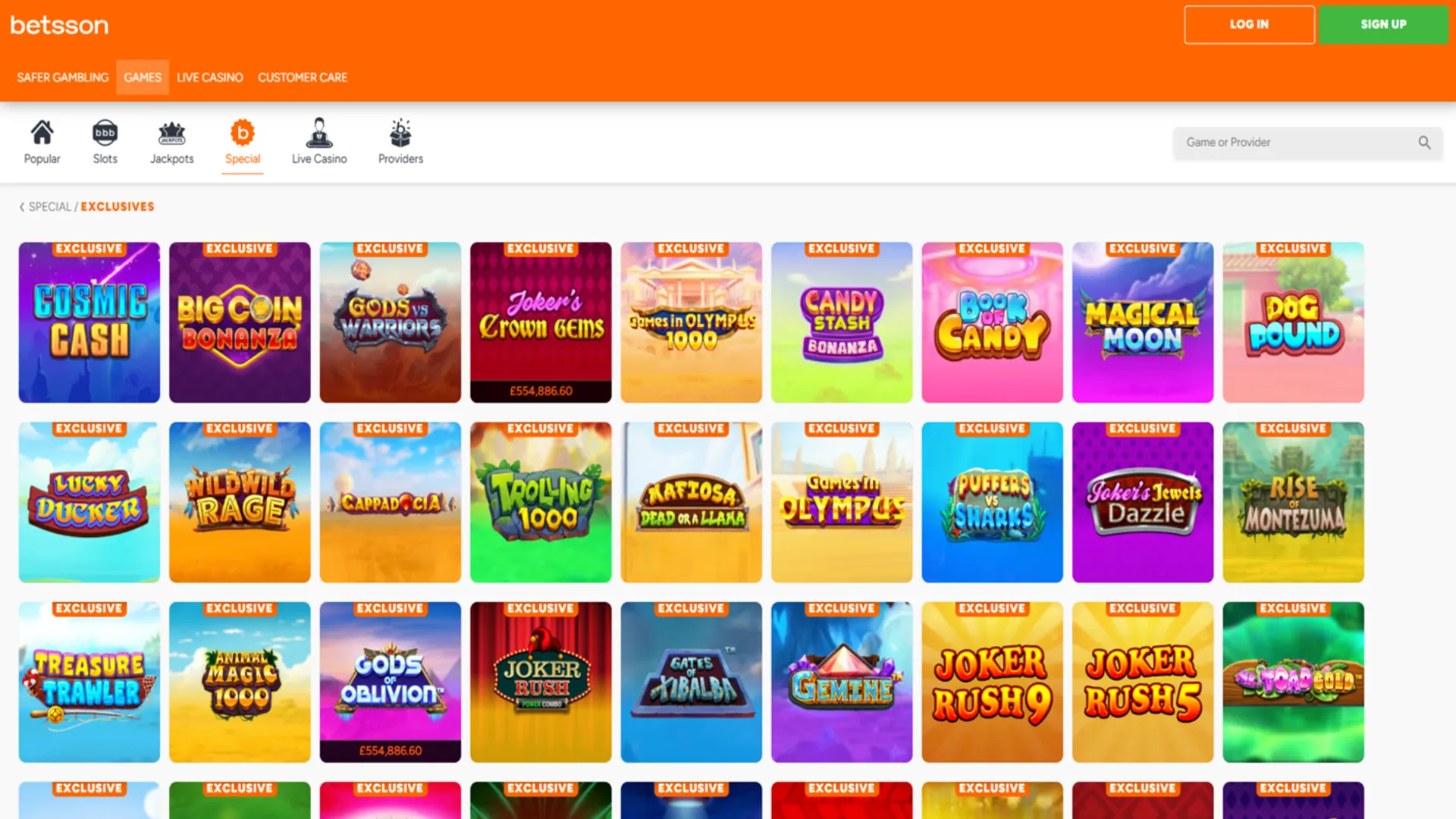 Betsson casino exclusive games