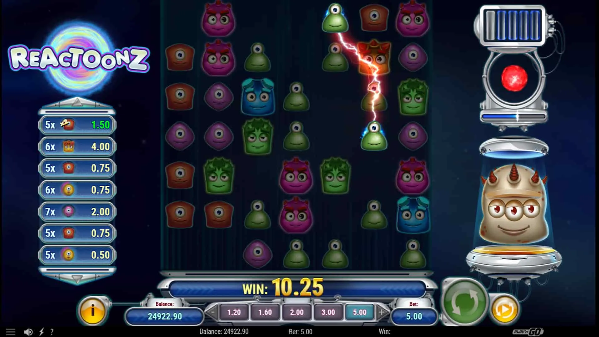 Reactoonz Slot bonus