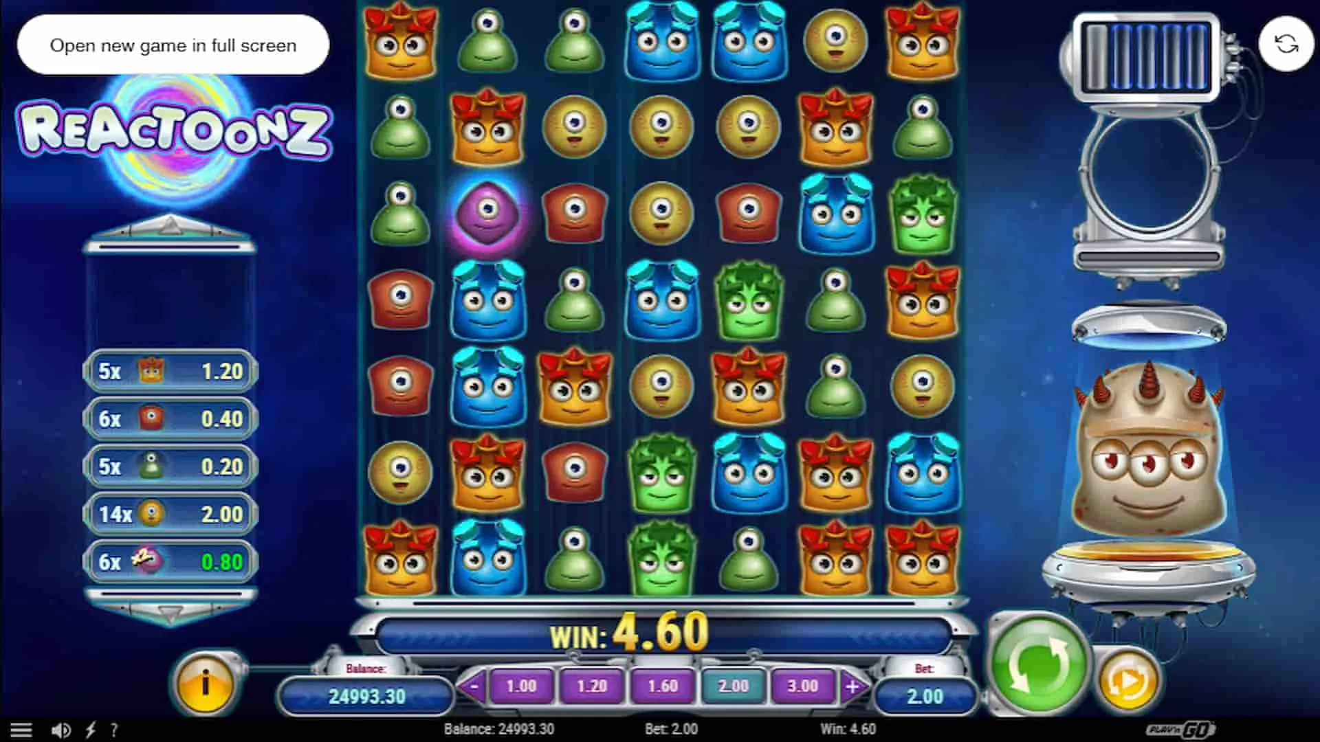 Reactoonz Slot testing