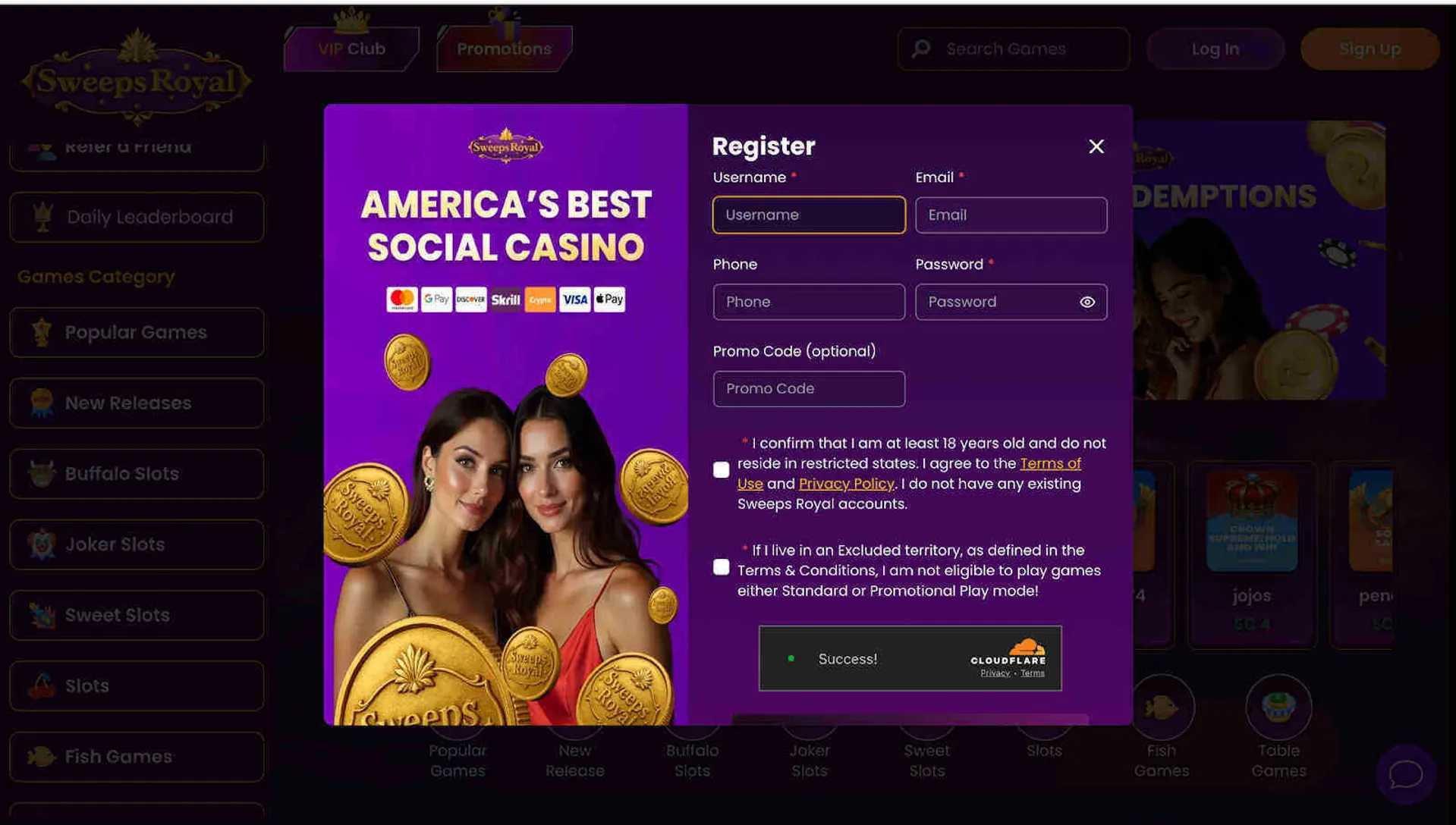 How to sign up for SweepsRoyal?
