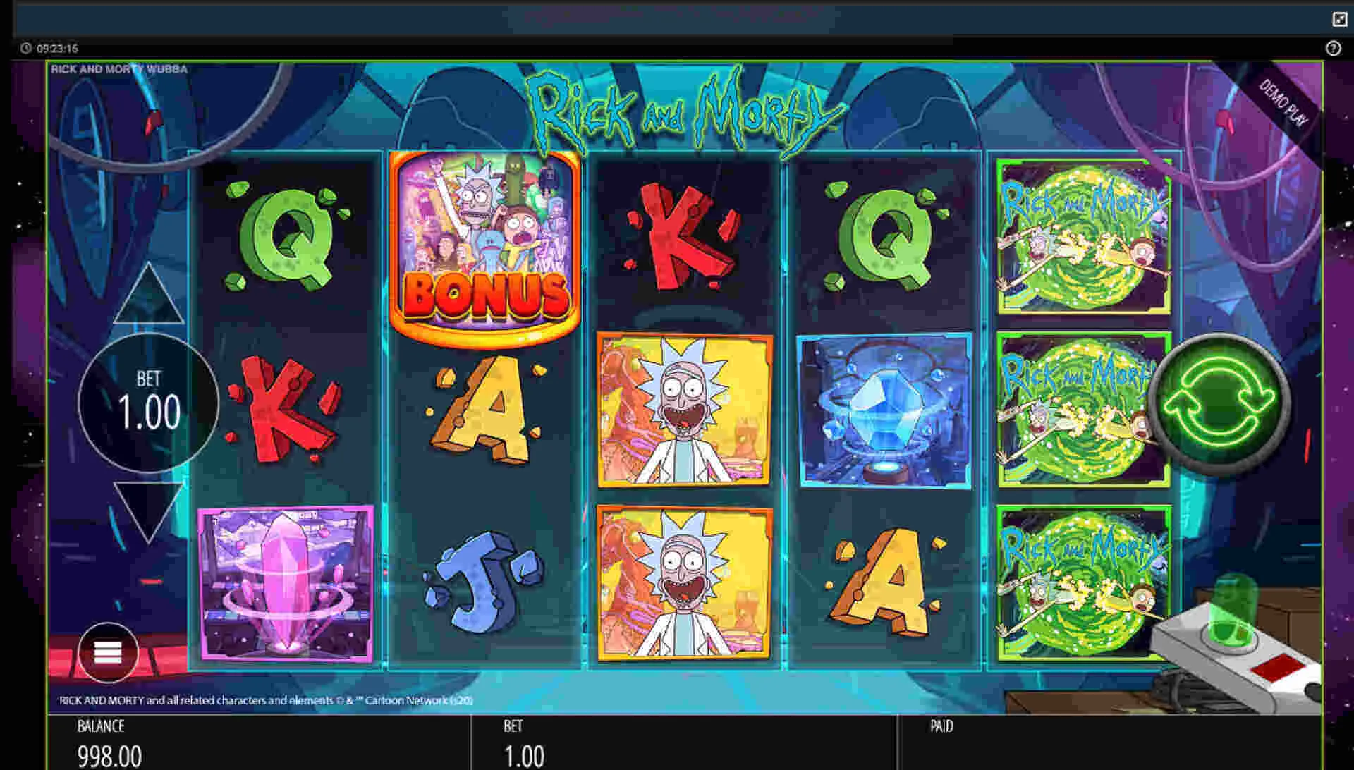 Theme and story of the Rick and Morty Wubba Lubba Dub Dub slot