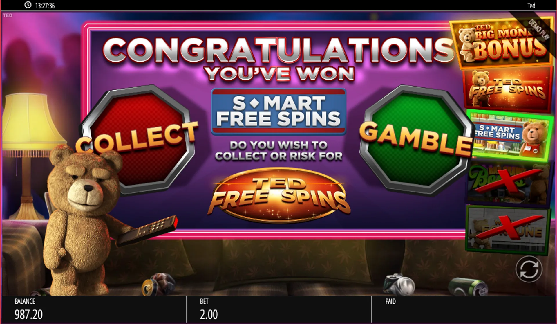 Ted Slot gamble features