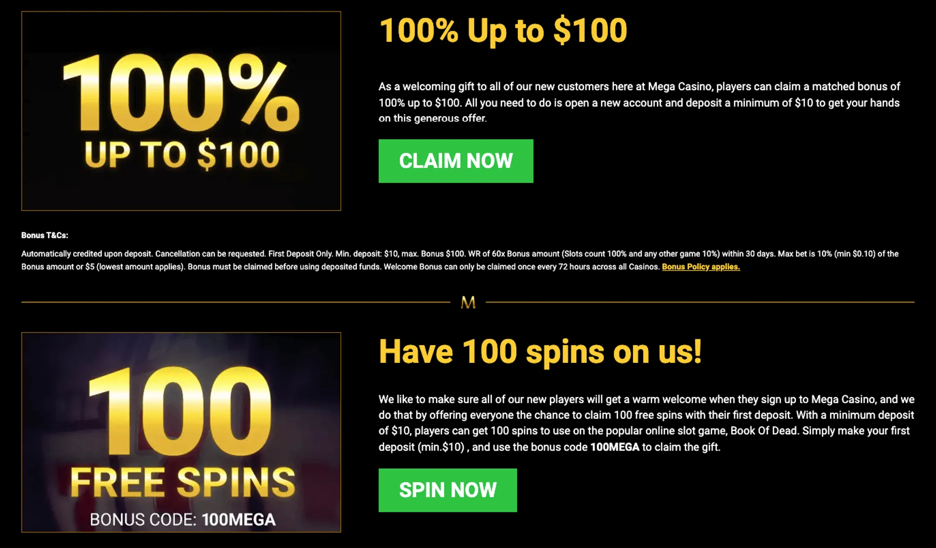 Mega casino promotions