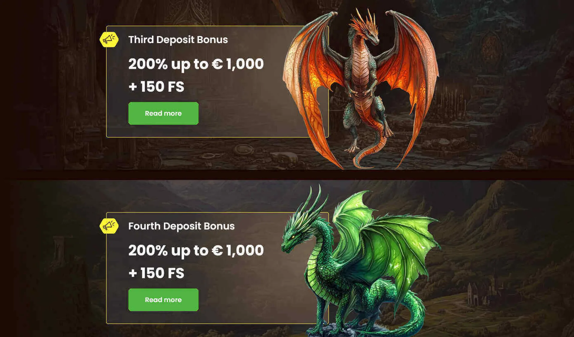 Third and fourth deposit bonuses at Dragonslots Casino