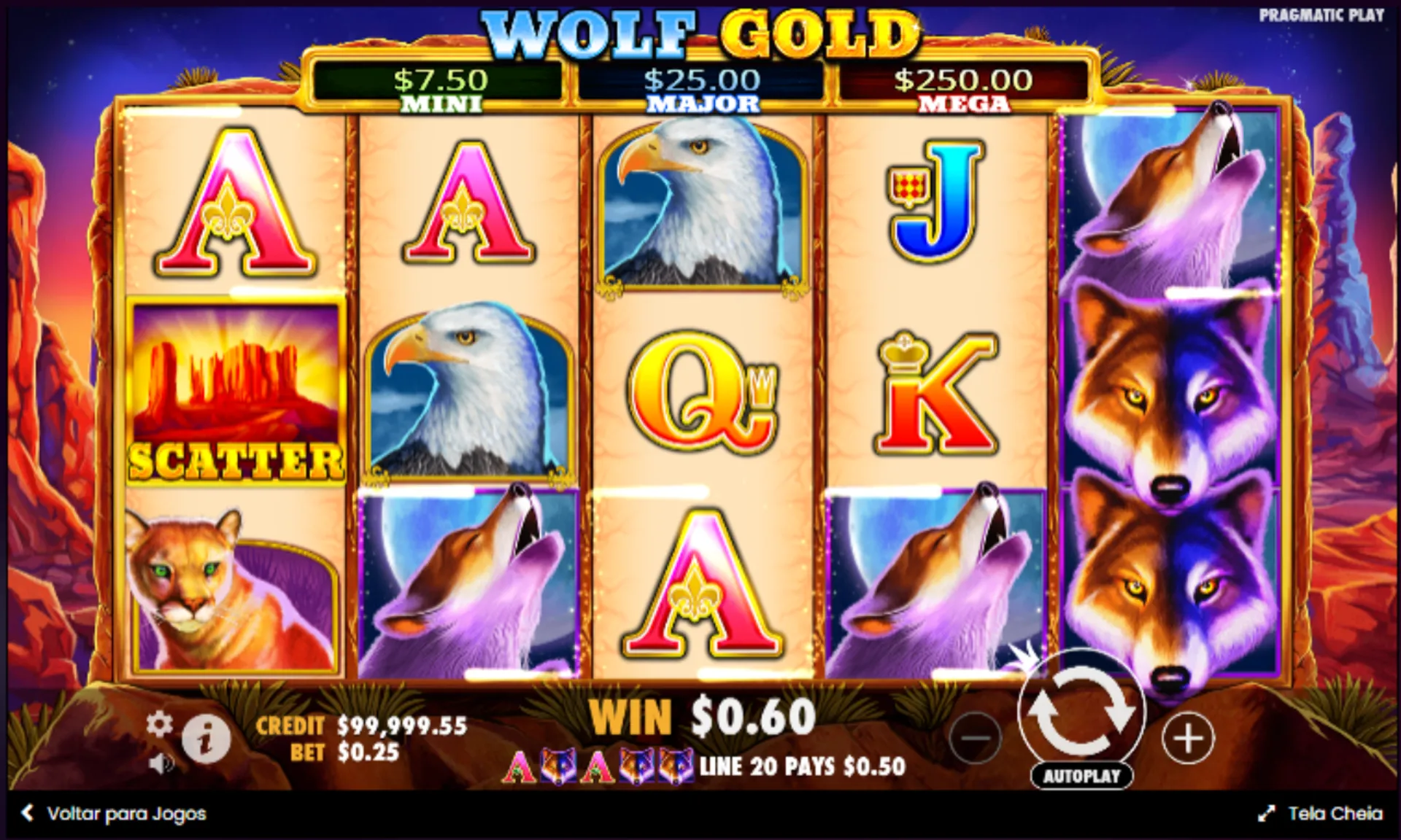 ganho simples em wolf gold