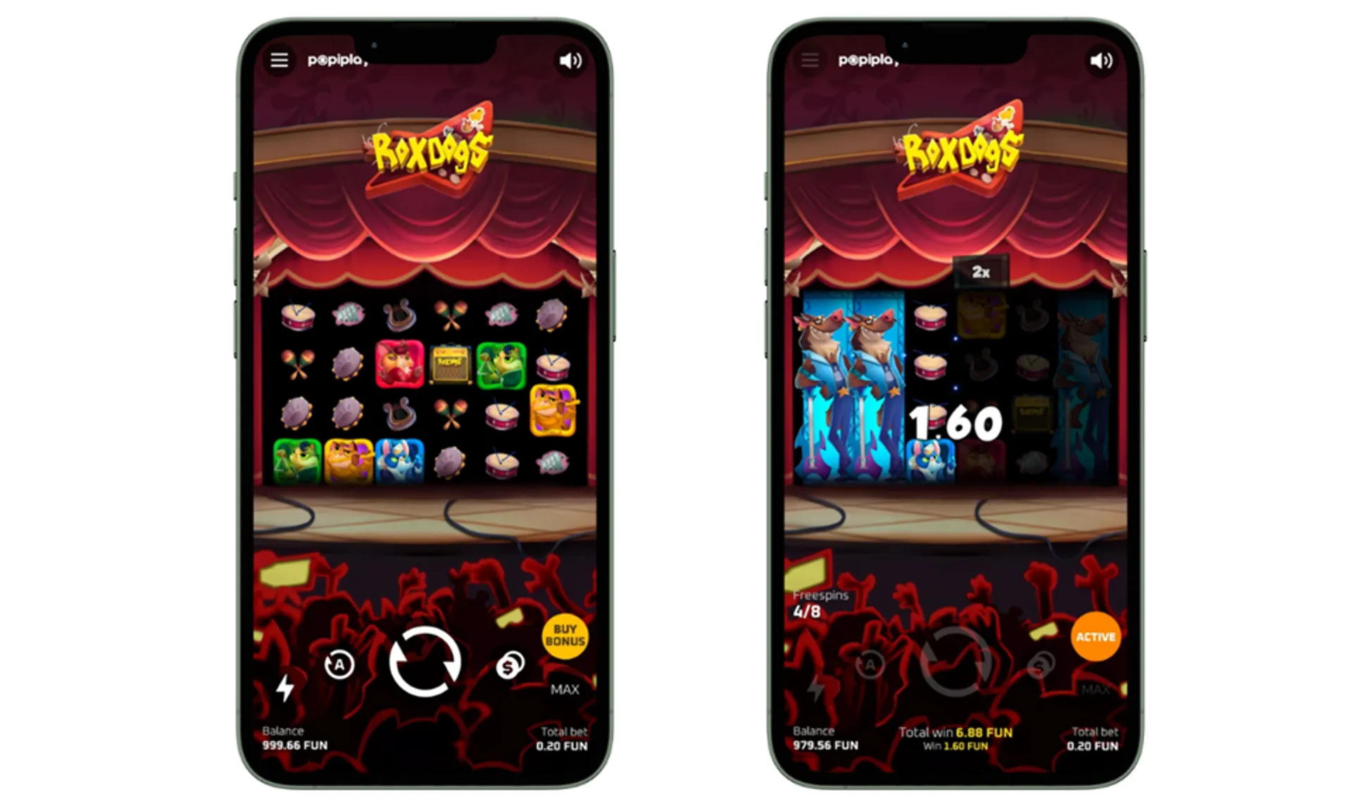 Así luce la slot Rox Dogs de Popiplay desde un teléfono
