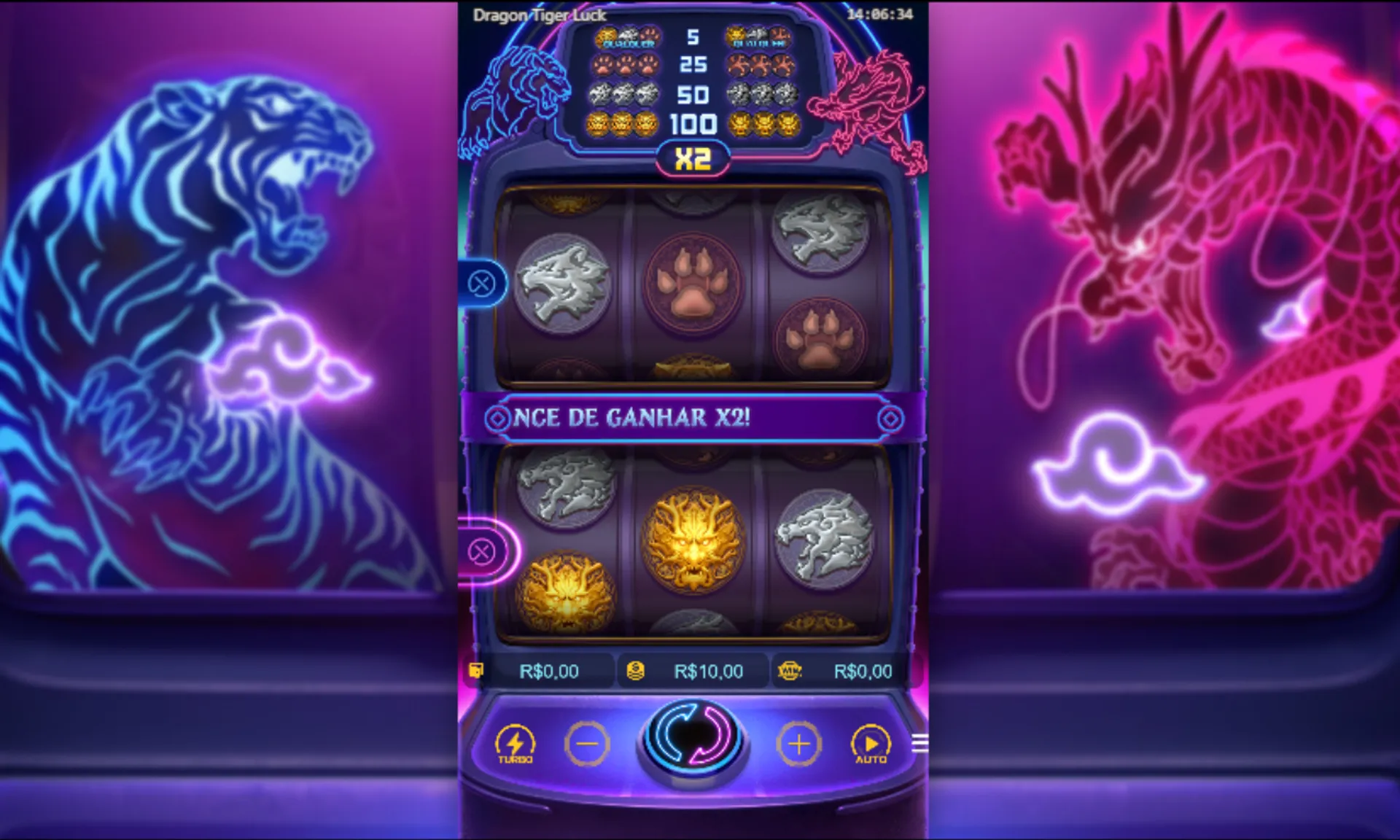 tela inicial de dragon tiger luck