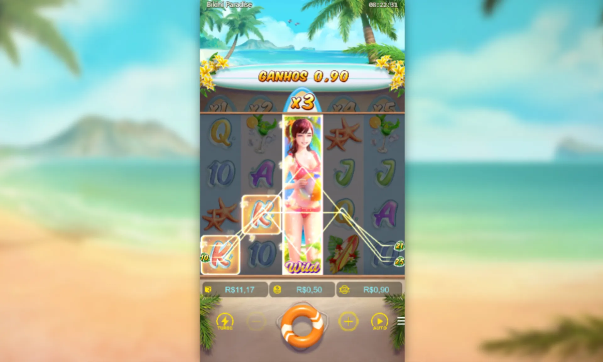 ganhos com wild em bikini paradise