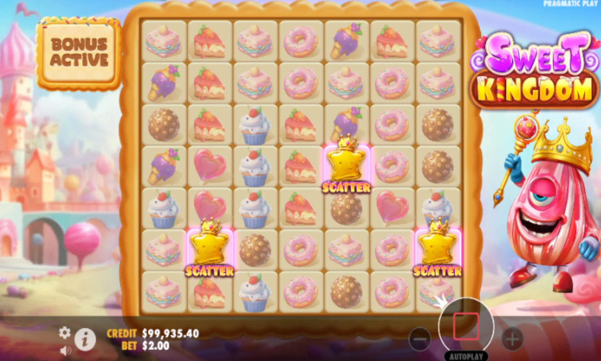 símbolos scatter em Sweet Kingdom