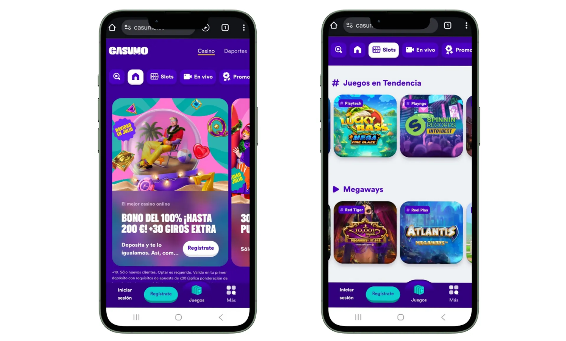 Esta es la apariencia del casino Casumo desde un móvil