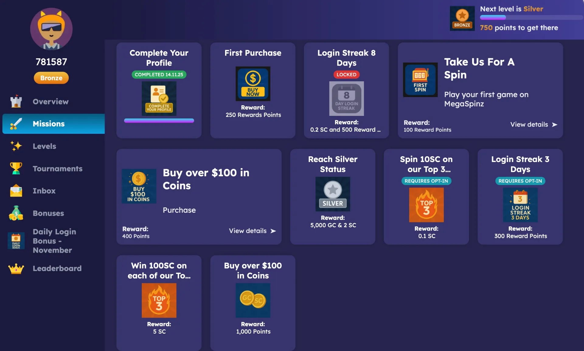 MegaSpinz Loyalty Program Bonuses