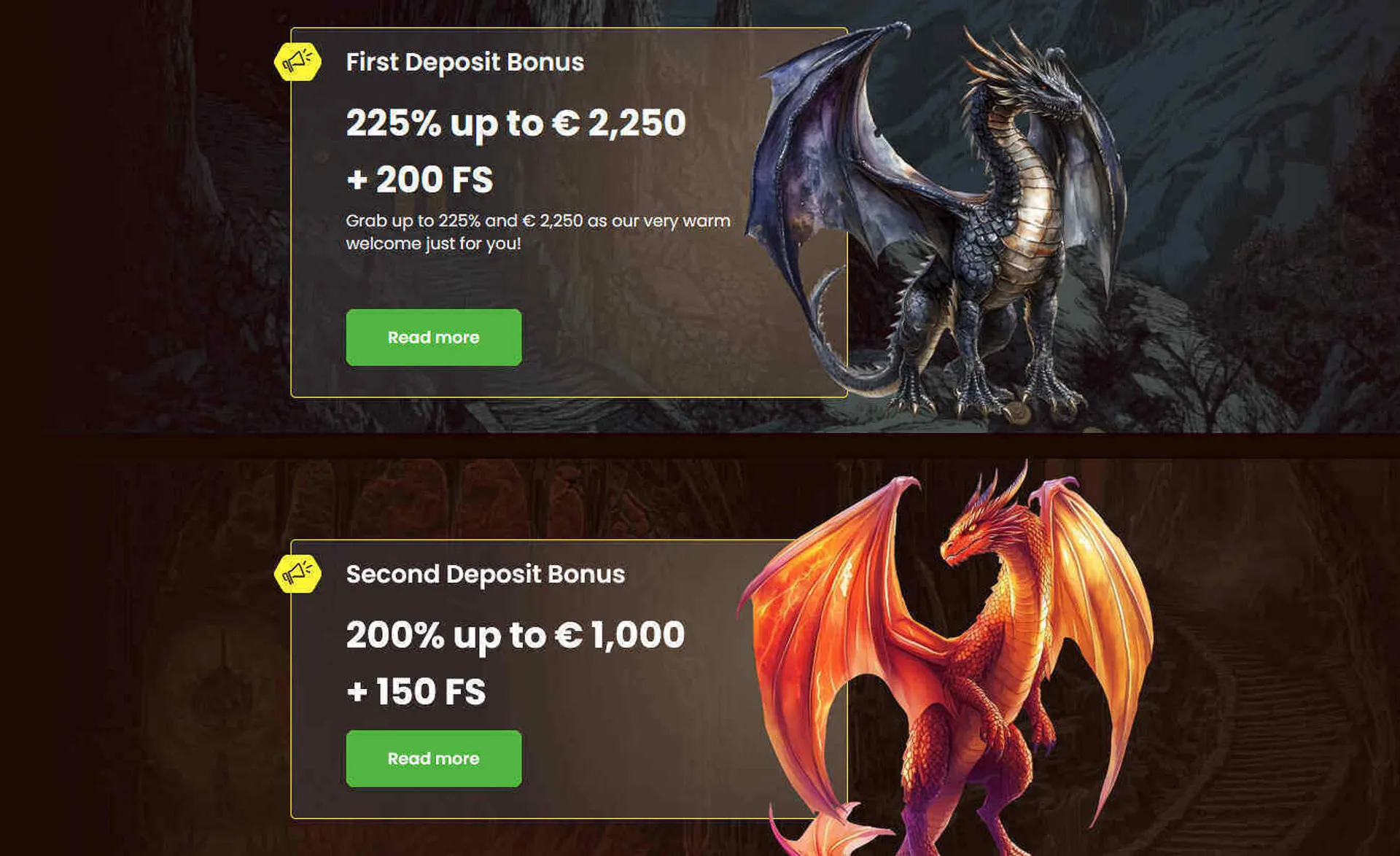 First and second deposit bonuses at Dragonslots Casino