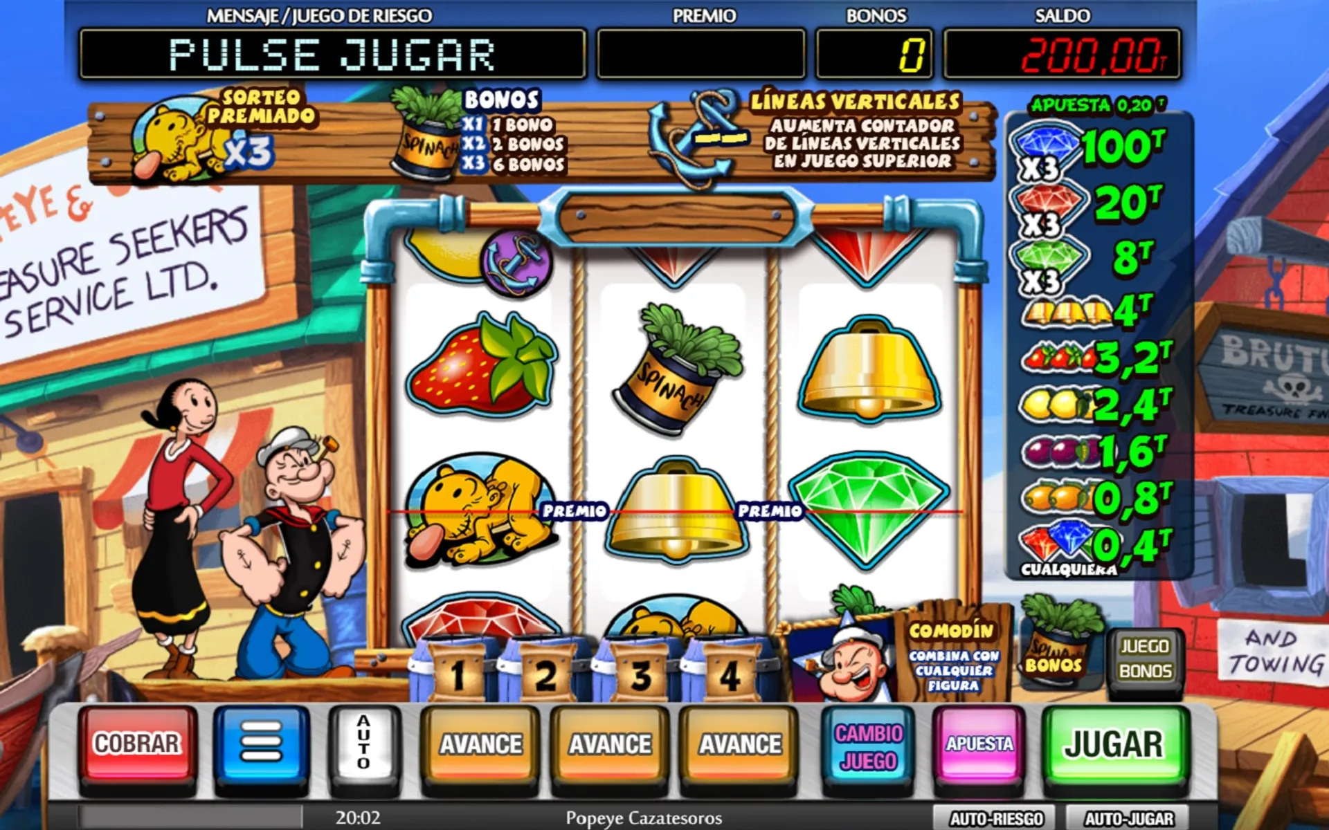 Juega Gratis a la Tragamonedas Popeye Cazatesoros