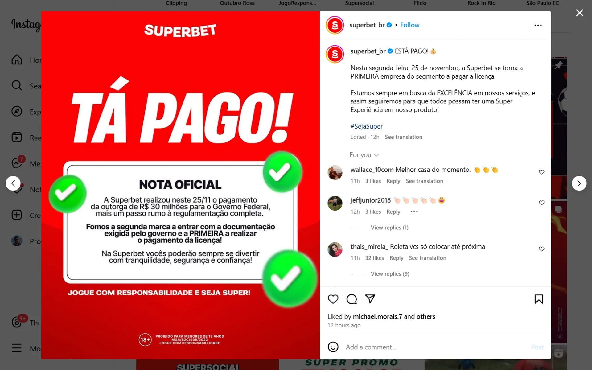 superbet anuncia pagamento da licença brasileira