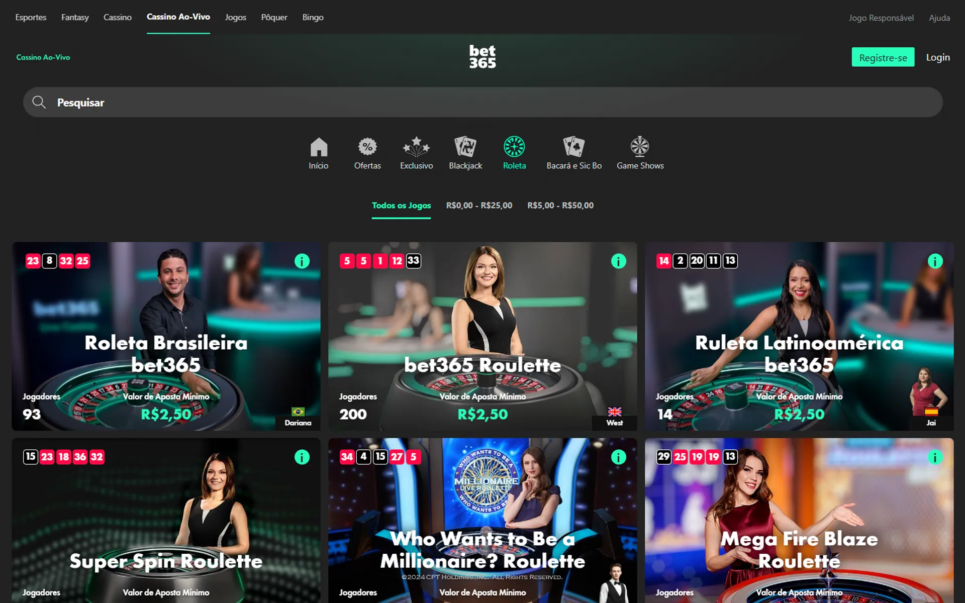 jogos de roleta no cassino bet365