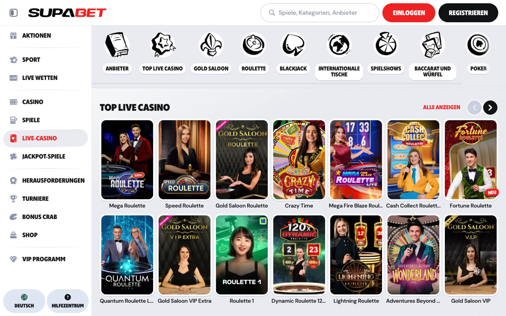 Supabet Live Casino