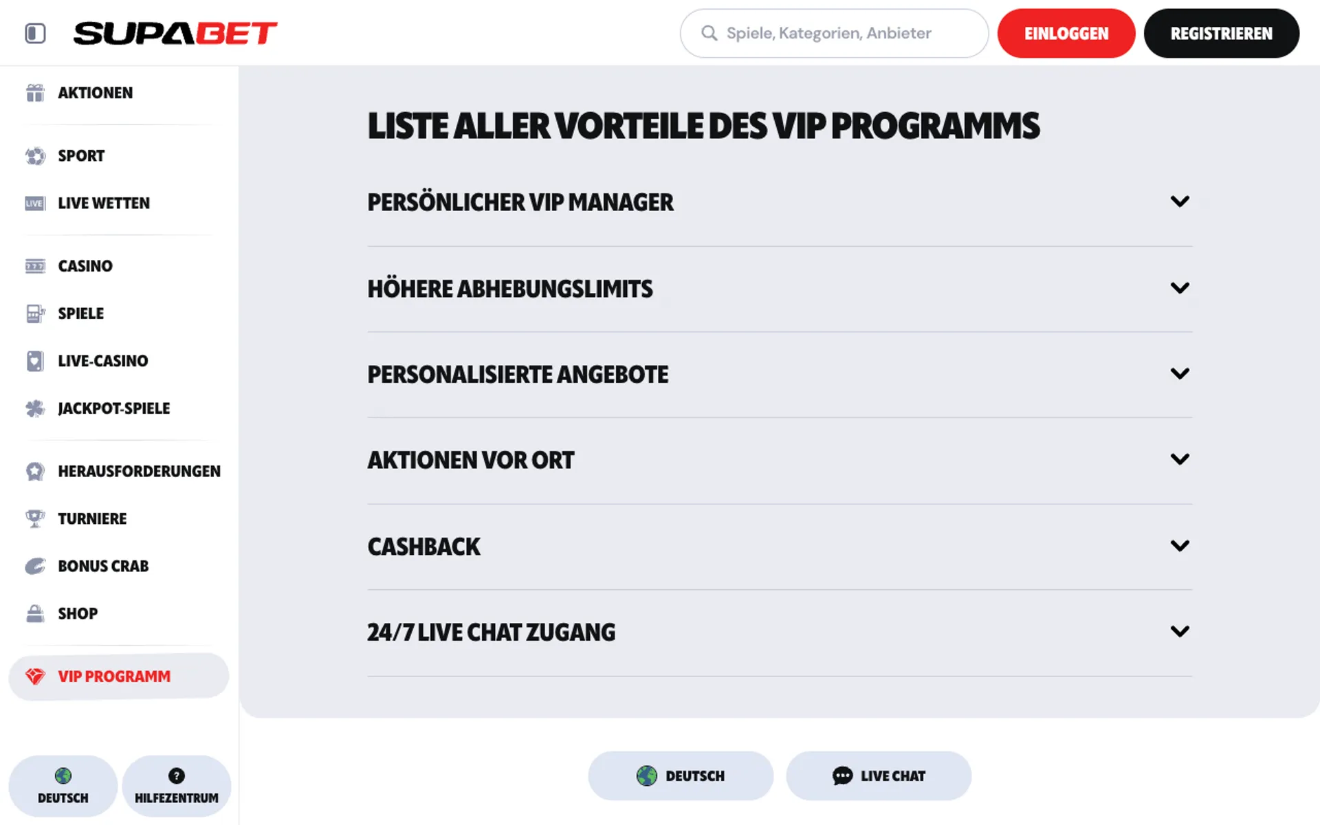 Supabet VIP Programm