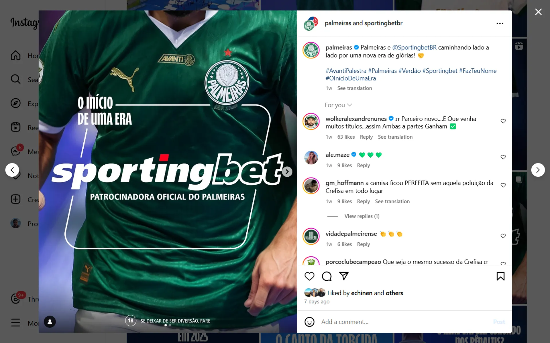 patrocínio Palmeiras Sportingbet