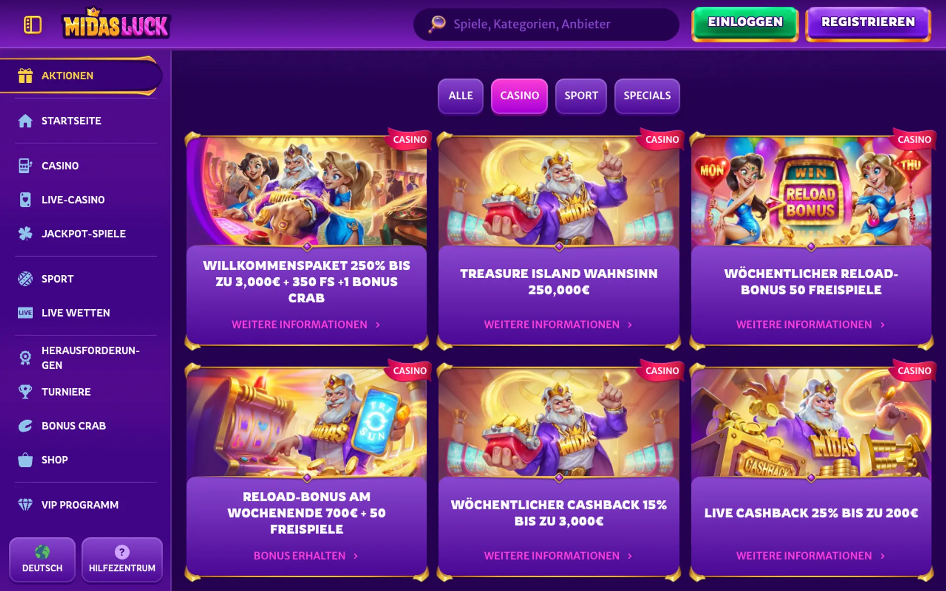 Midasluck Casino Bonus