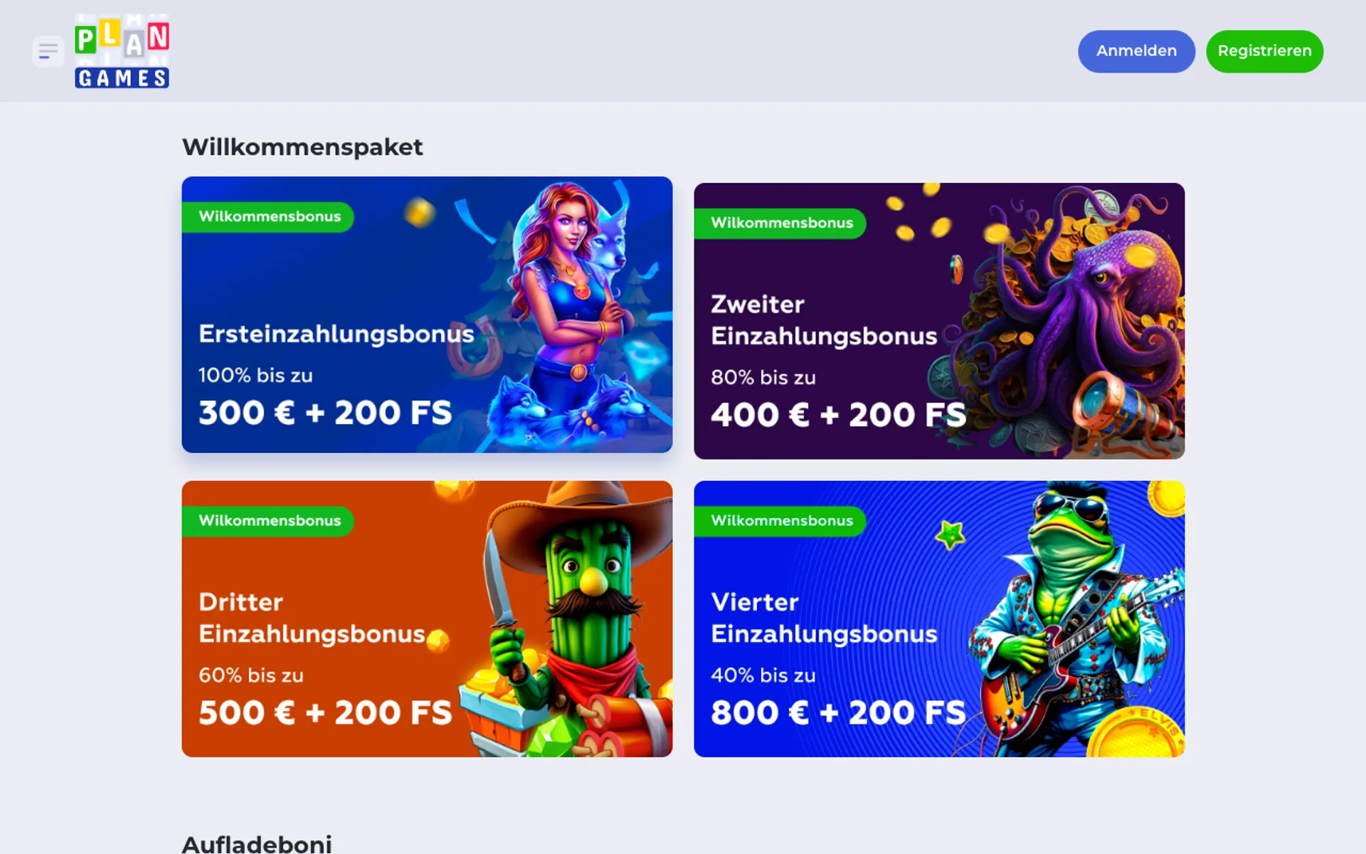 Plangames Casino Willkommensbonus