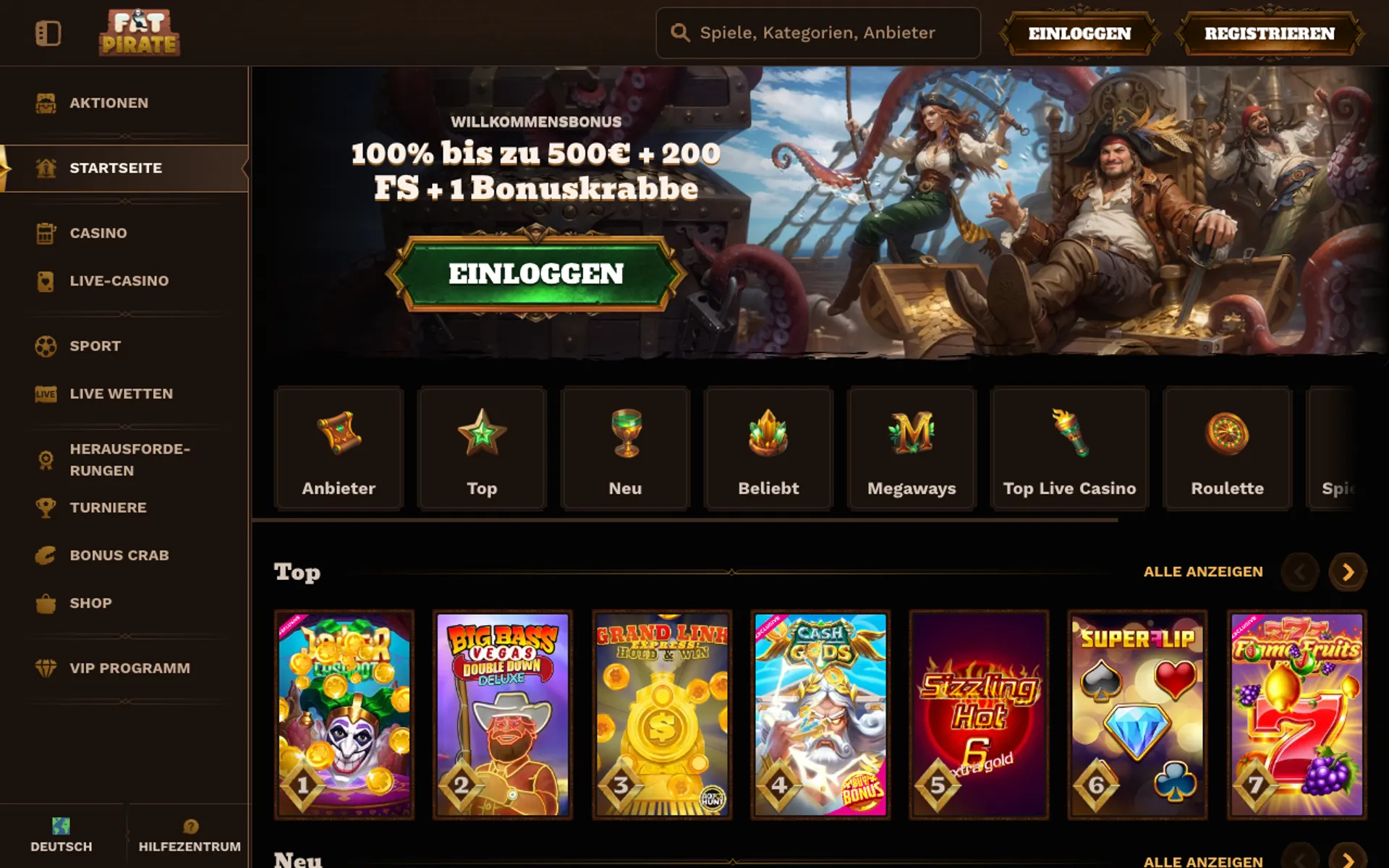 FatPirate Casino Willkommensbonus