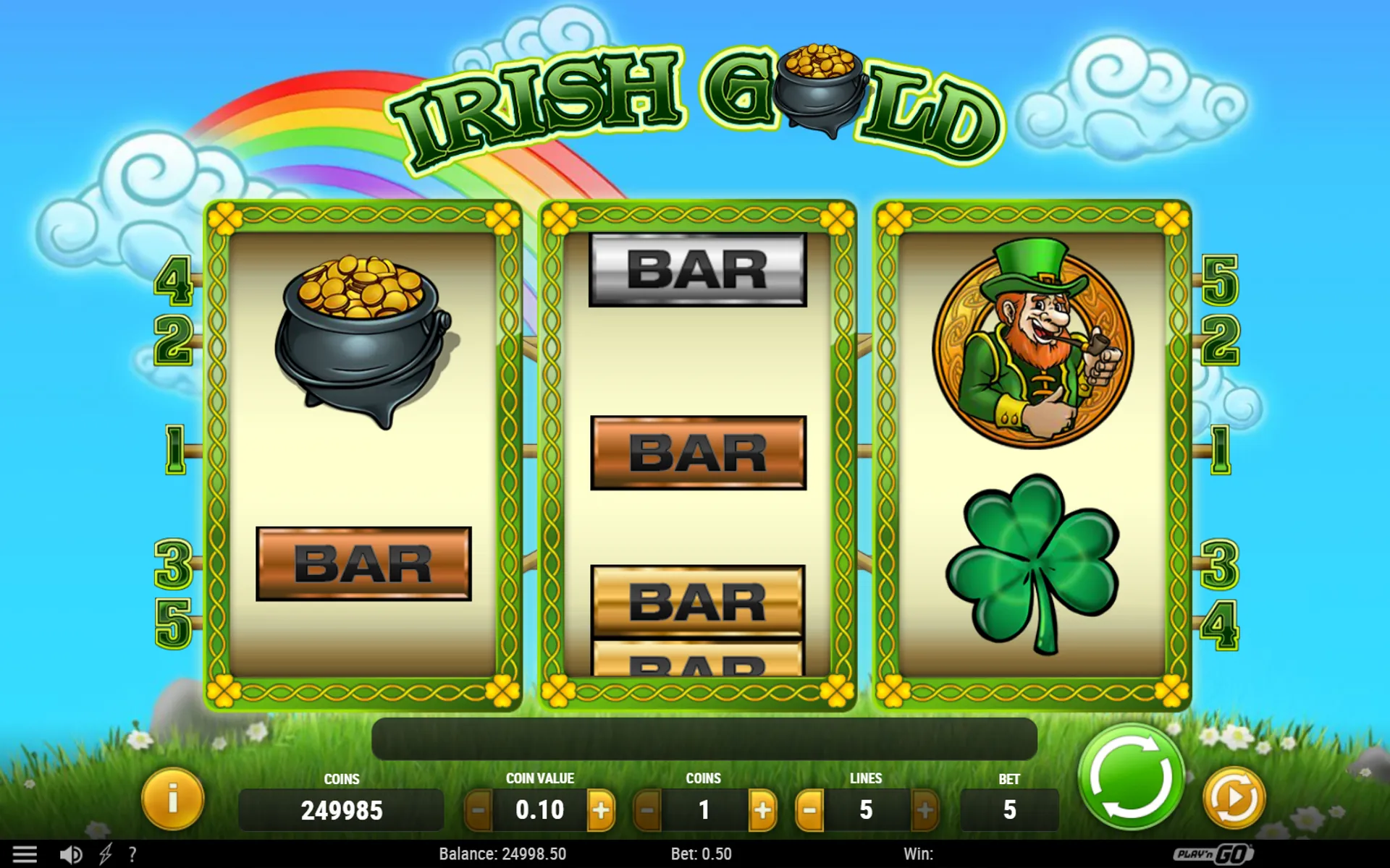 tela do slot irish gold