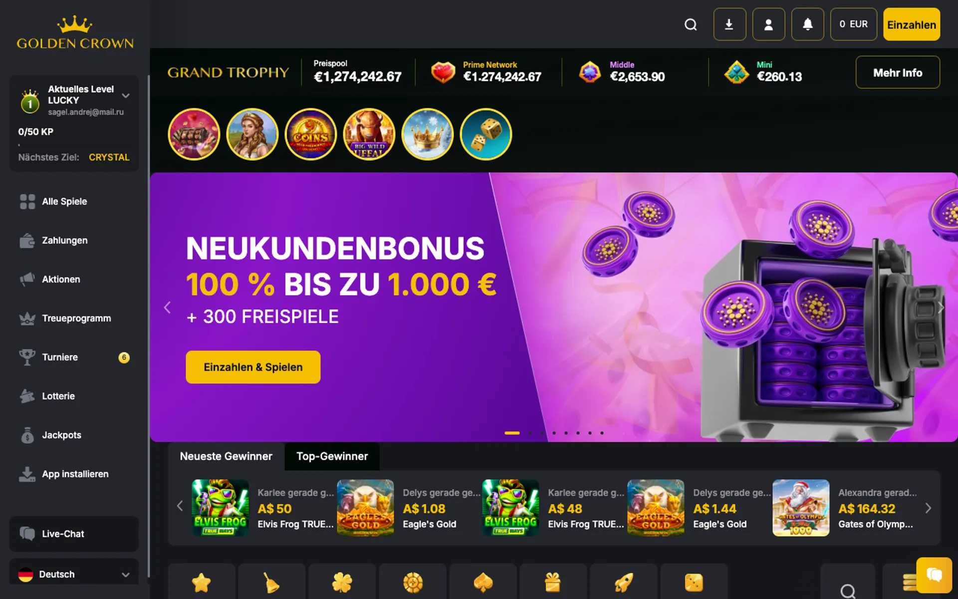 Golden Crown Casino Willkommensbonus