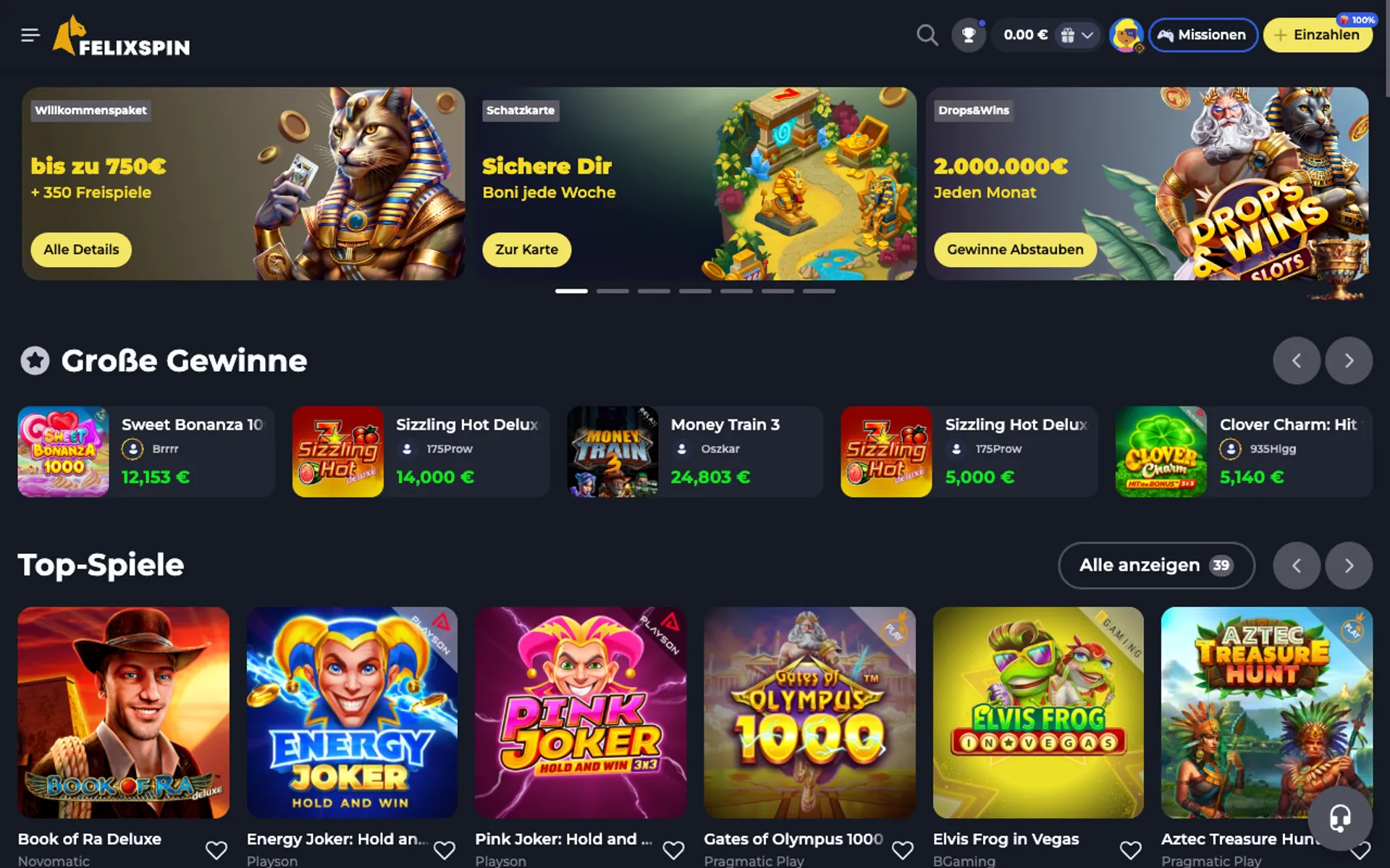 Felixspin Casino Willkommensbonus