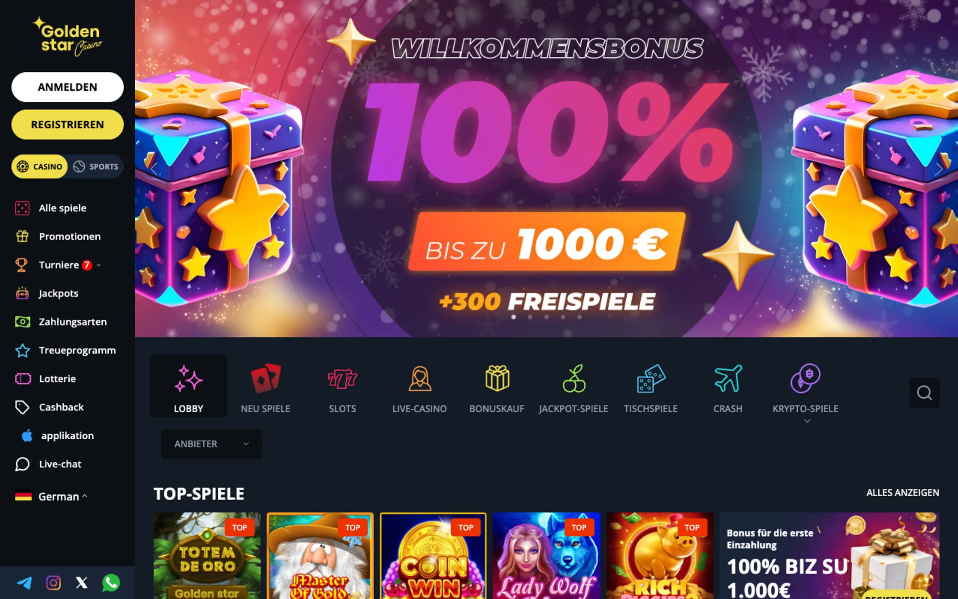 Golden Star Casino Willkommensbonus