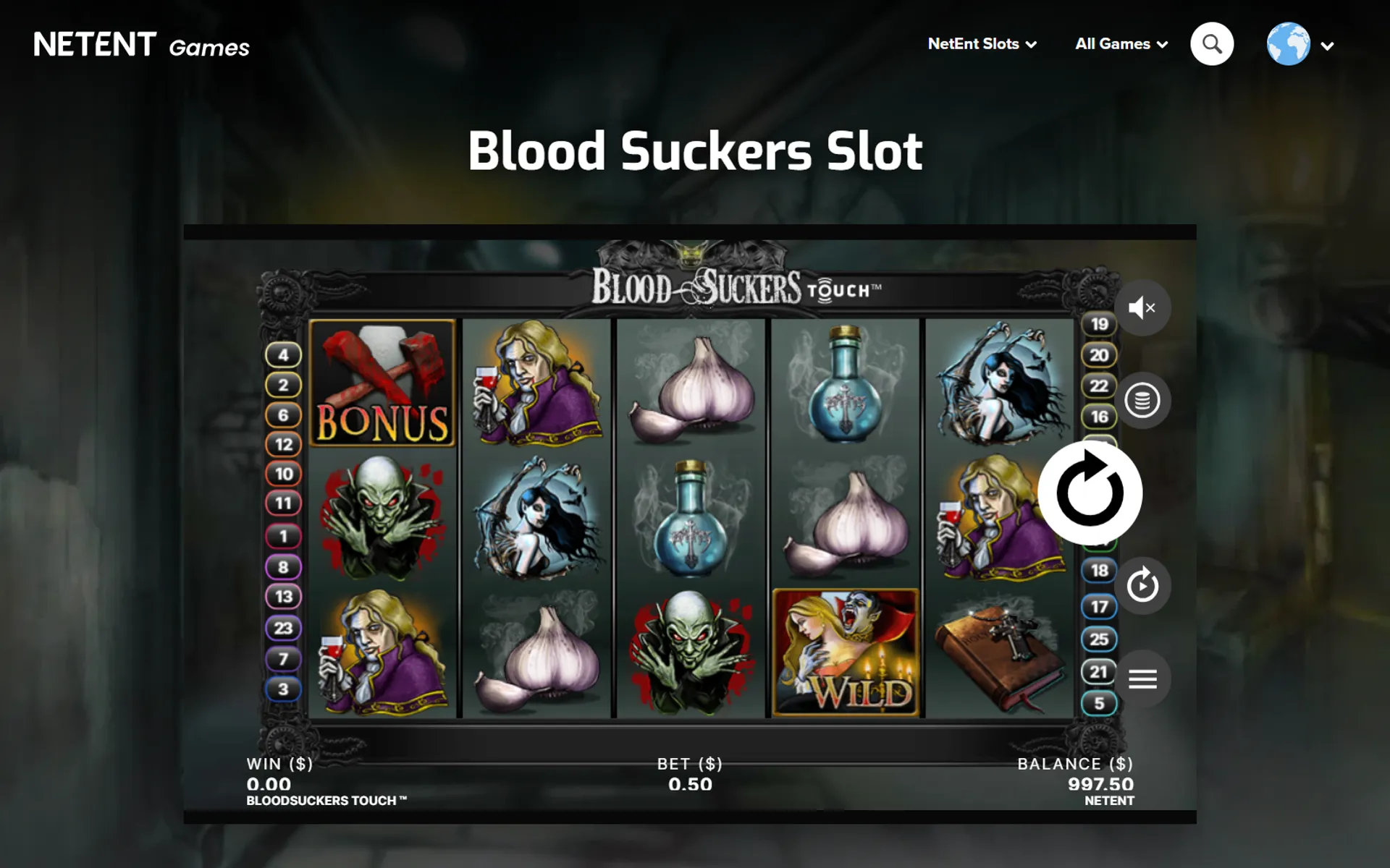 tela do slot Blood Suckers