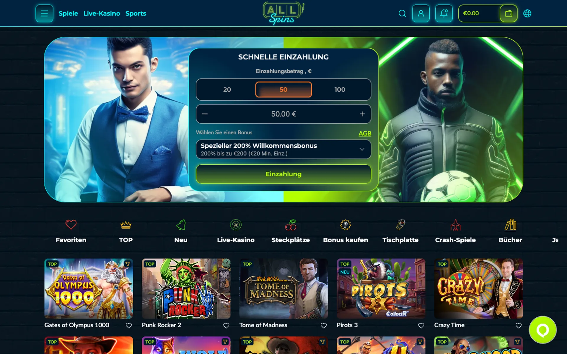 AllSpins Casino Willkommensbonus