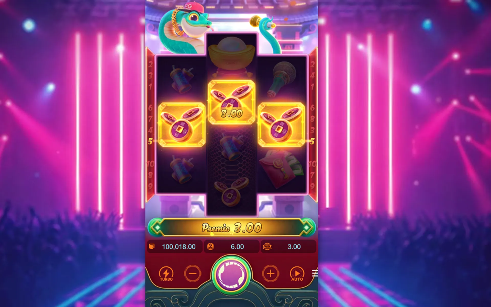 combinação vitoriosa no jogo Fortune Snake