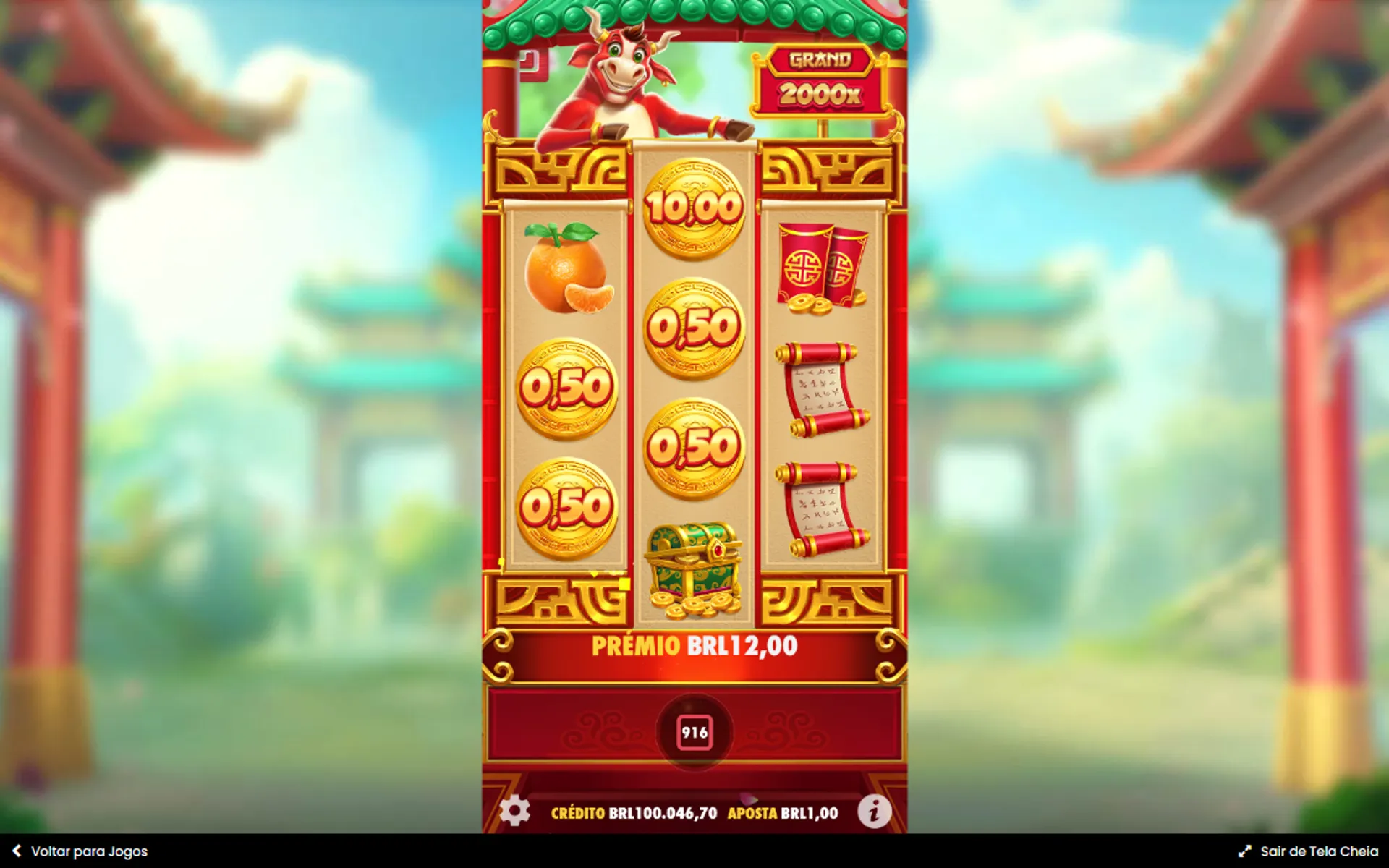 recurso money collect do Touro Sortudo slot