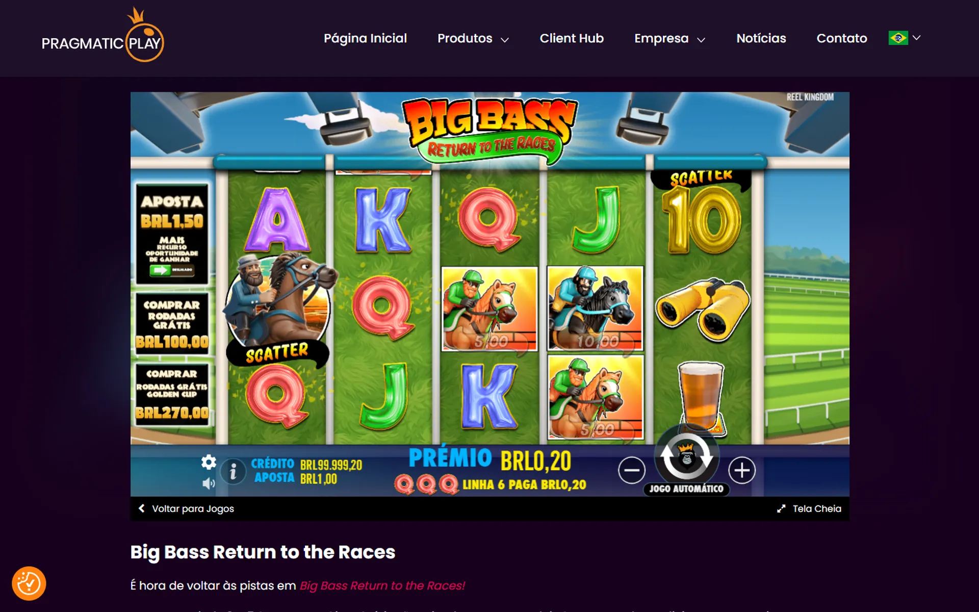 tela do slot Big Bass Return to the Races