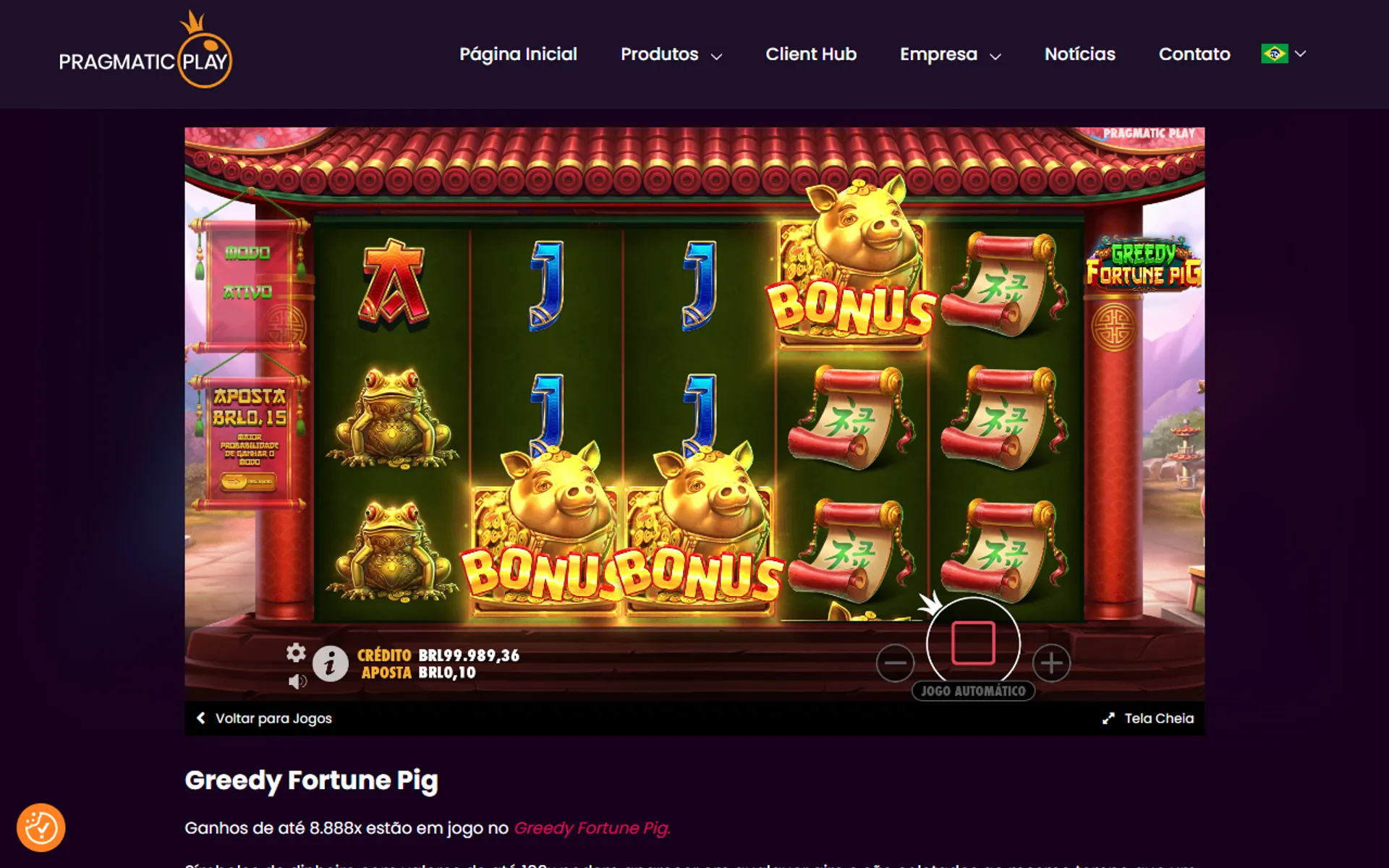 símbolos de bônus do slot Greedy Fortune Pig