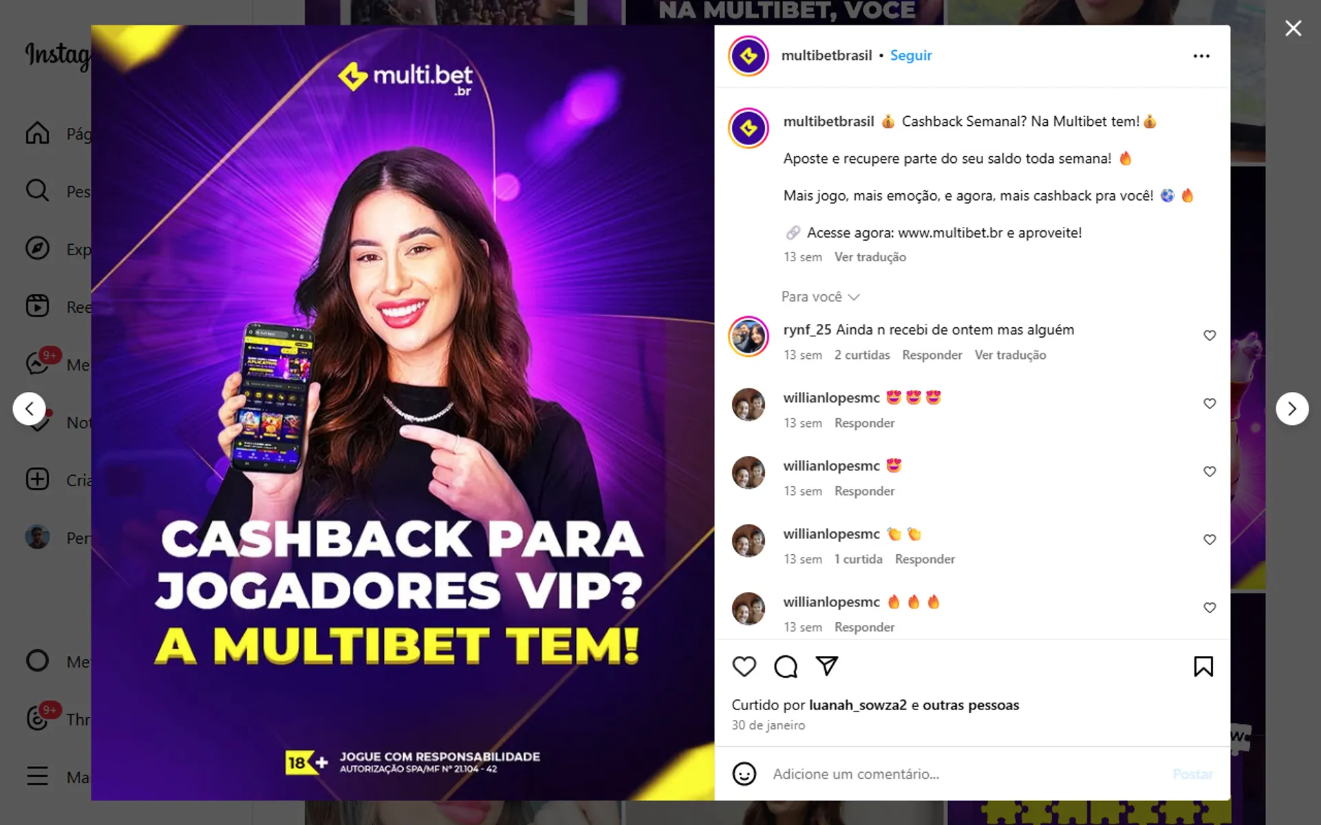 cashback da Multibet