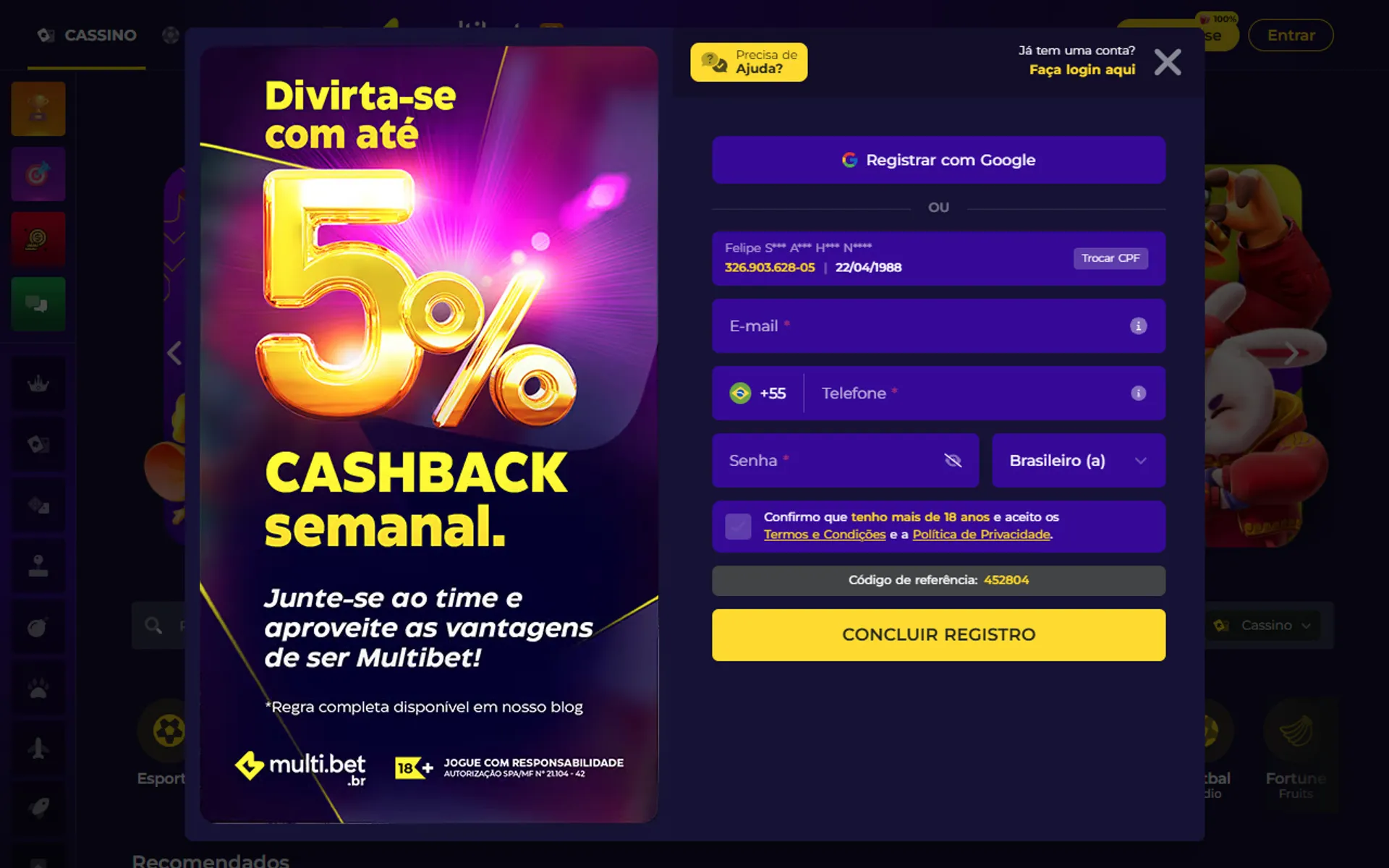 cadastro na Multibet