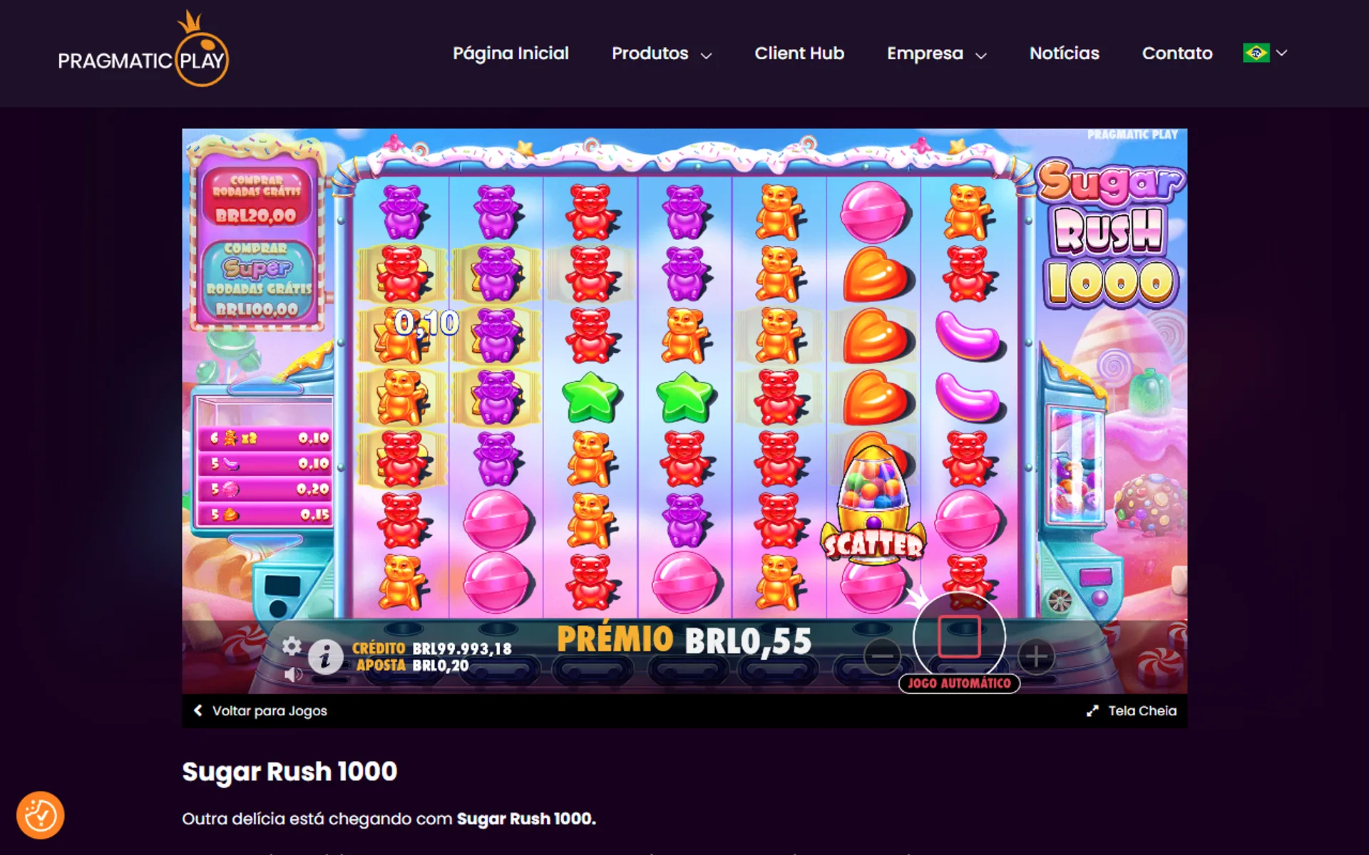 posições multiplicadoras do Sugar Rush 1000
