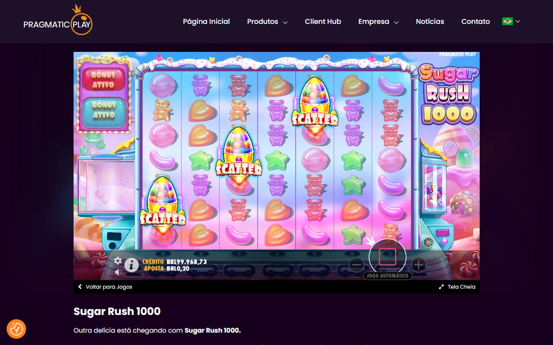 combinação de Scatters no Sugar Rush 1000