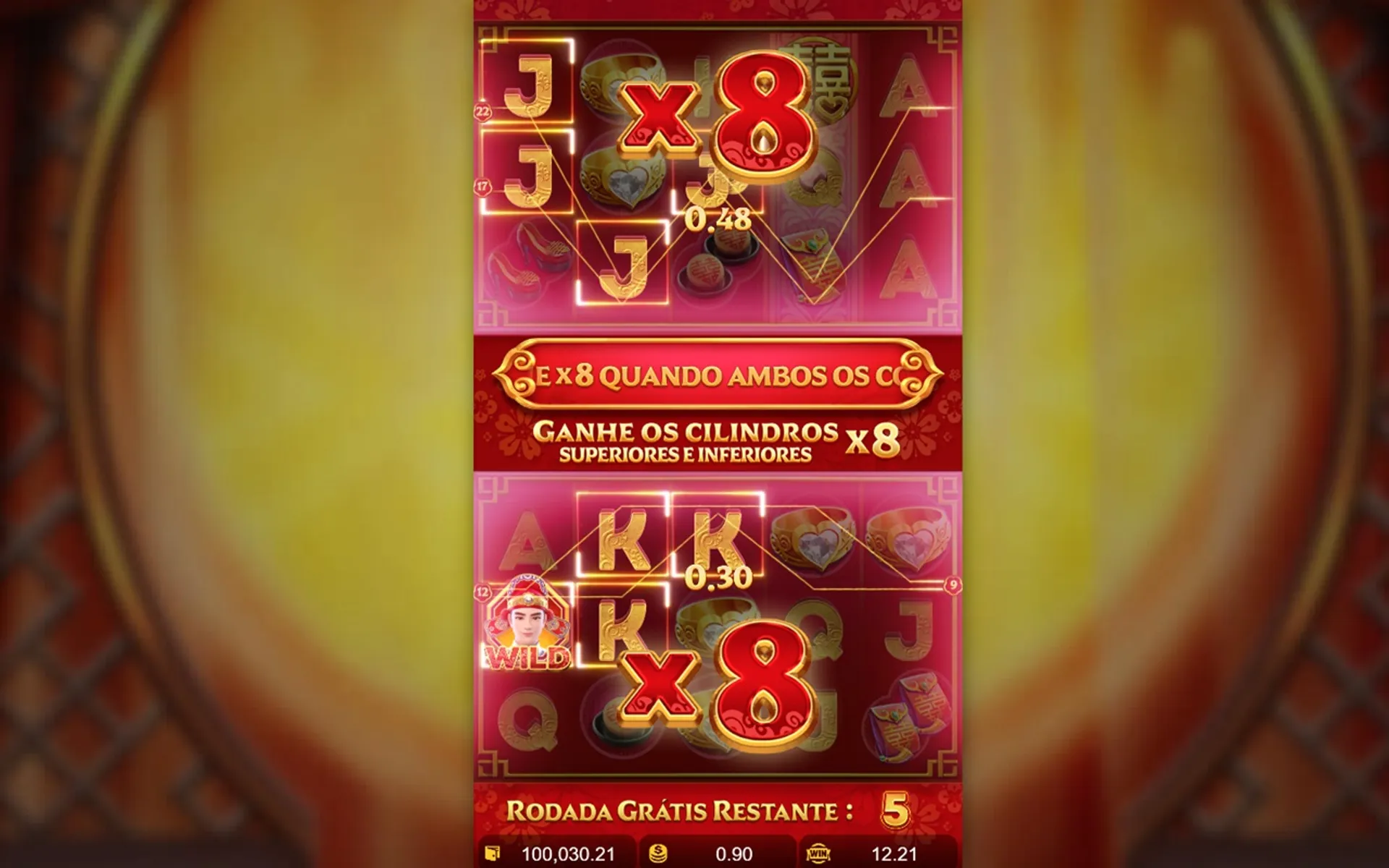 rodada de bônus com multiplicadores no Double Fortune