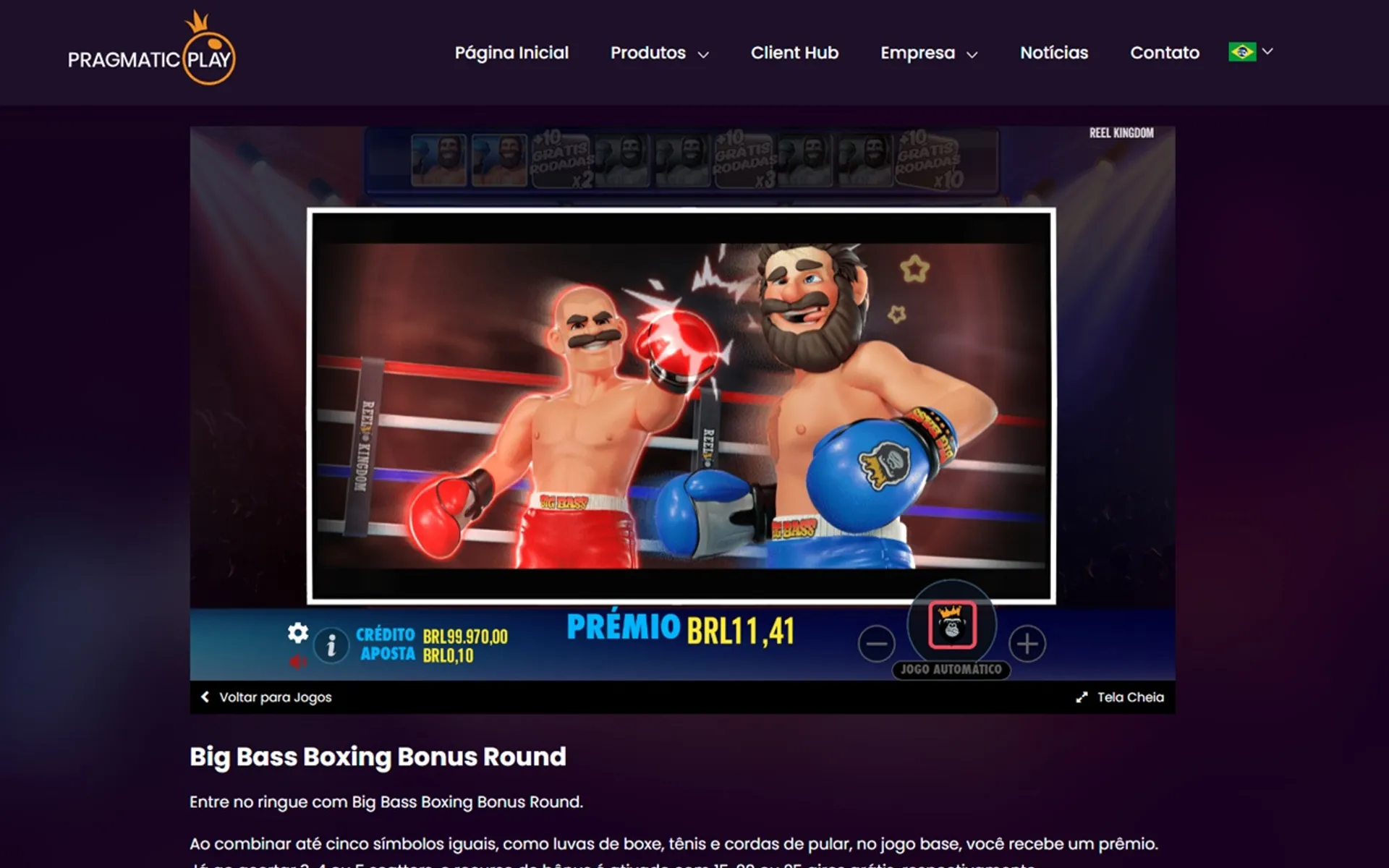 animação do slot de 10 centavos Big Bass Boxing Bonus Round